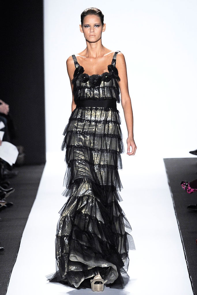 black and gold tiered gown
