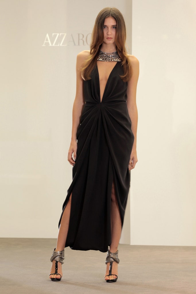 black silk fitted gown