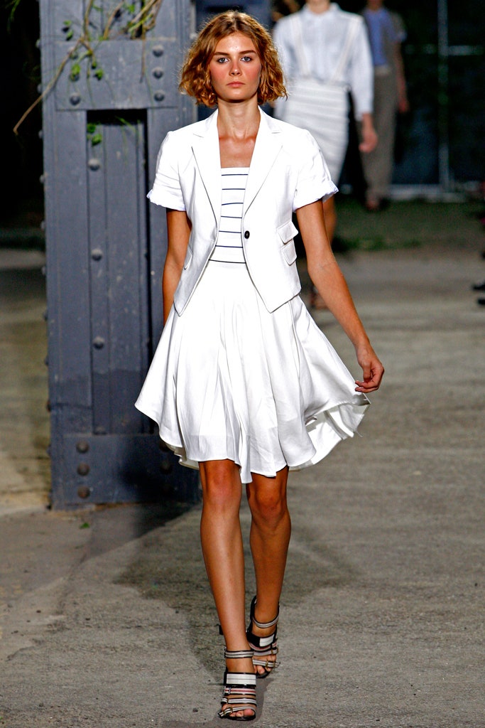 white blazer and midi dress
