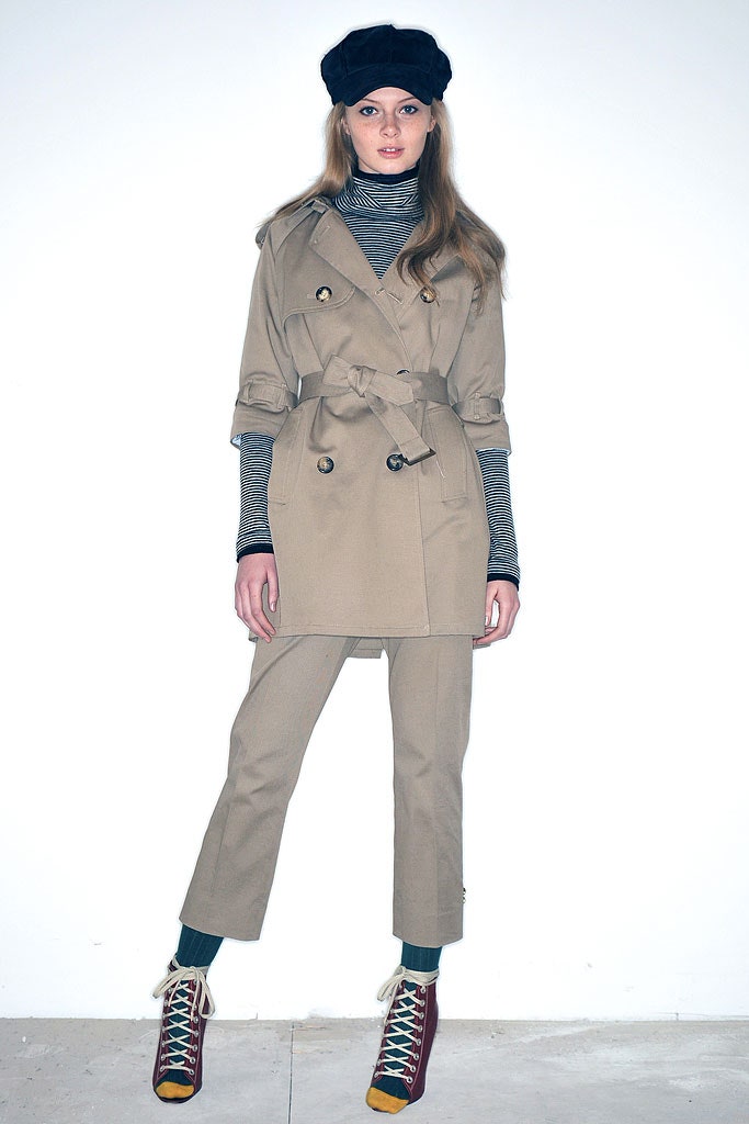 beige trench coat with tailored pants