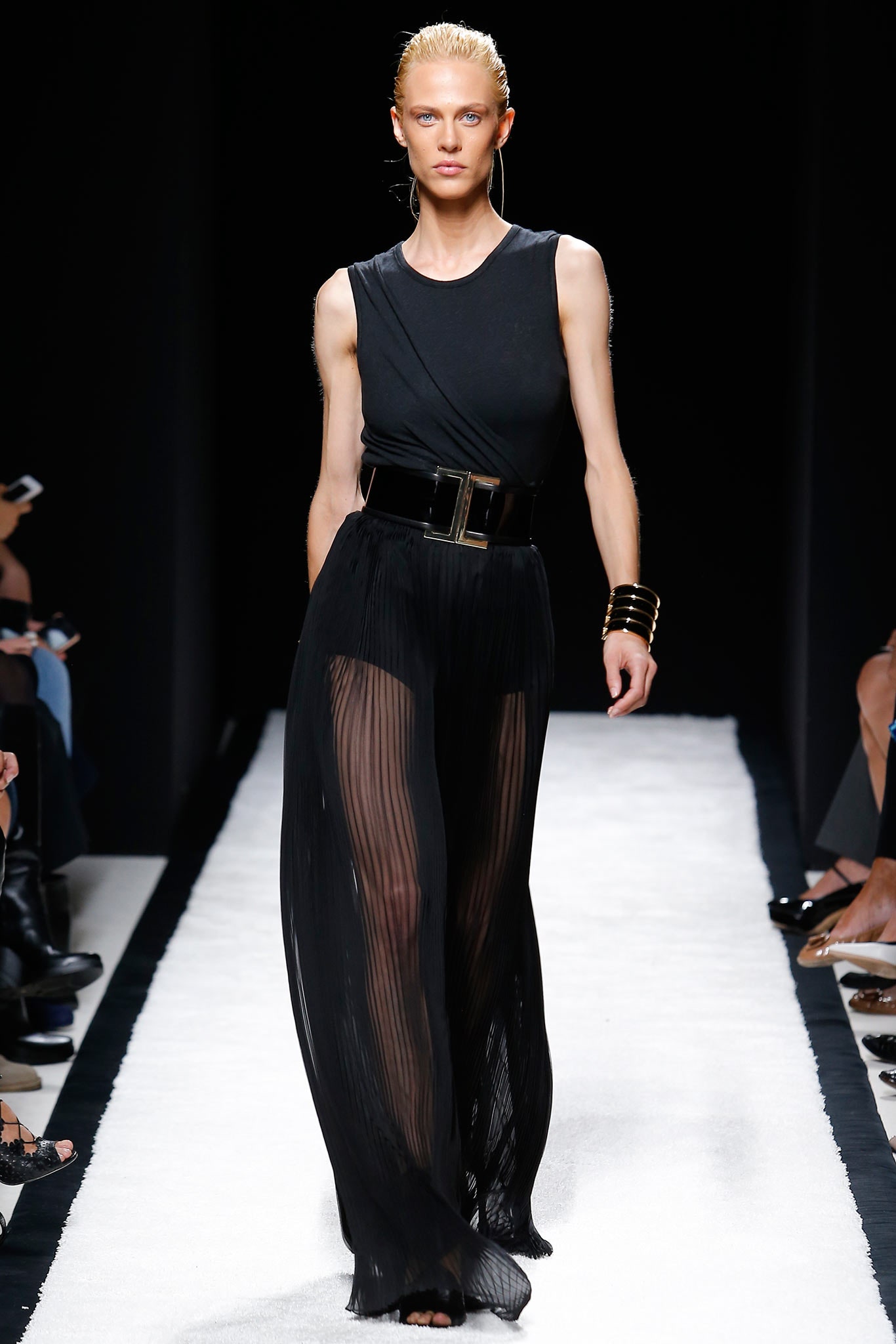 black sheer pleated maxi dress