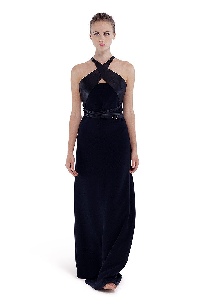 black silk halter gown