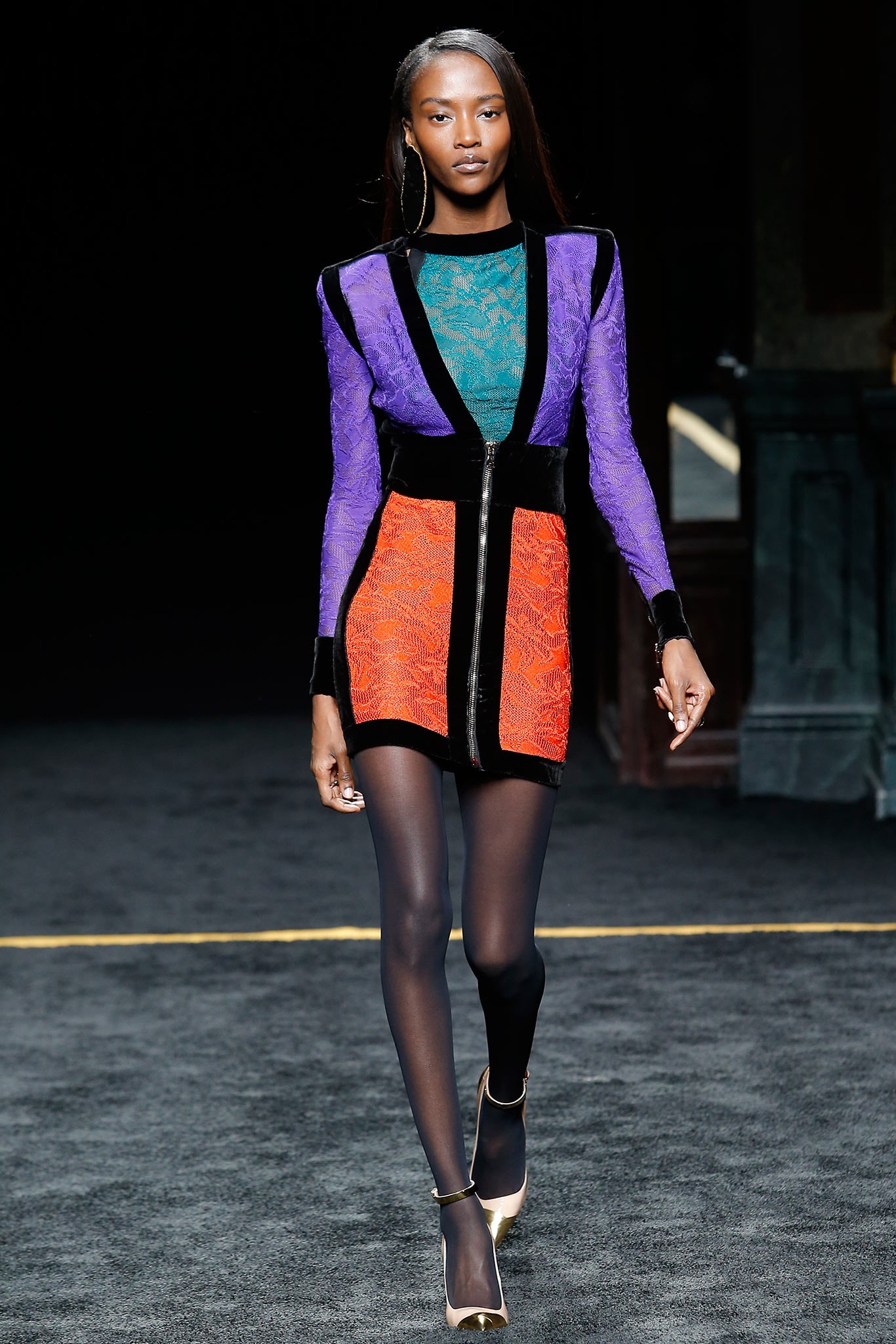 color-blocked fitted mini dress