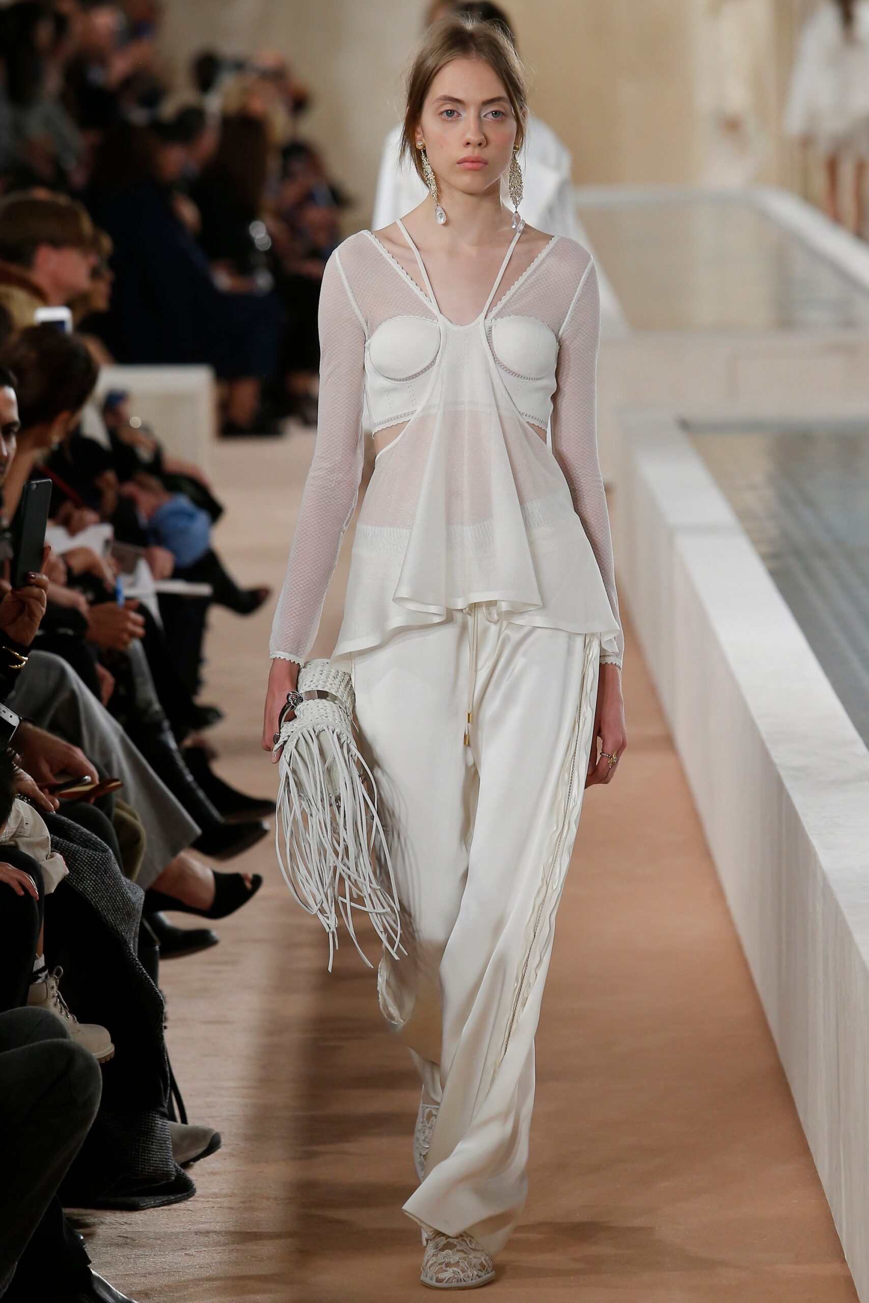 white sheer top and pants
