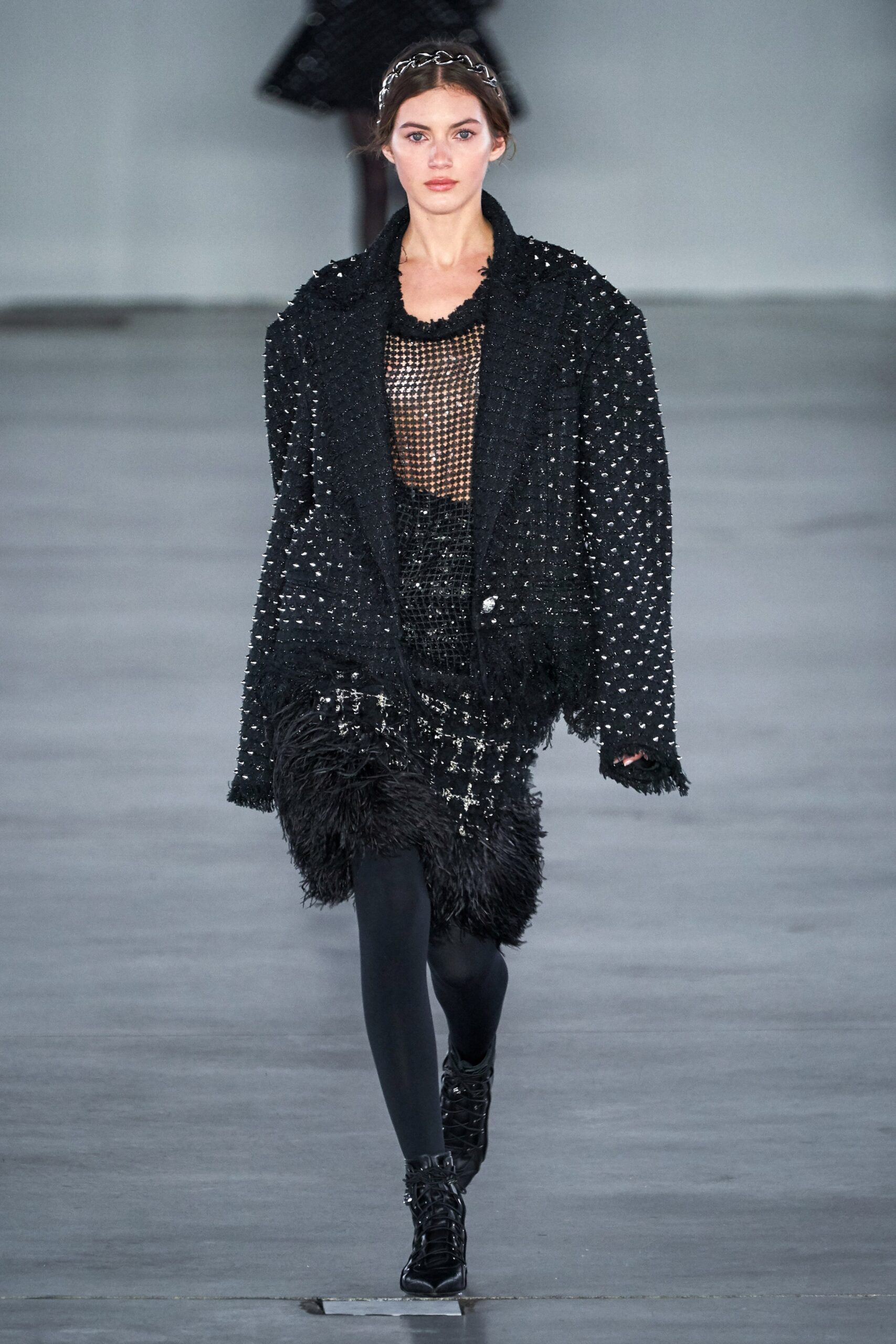 black layered jacket with mesh top