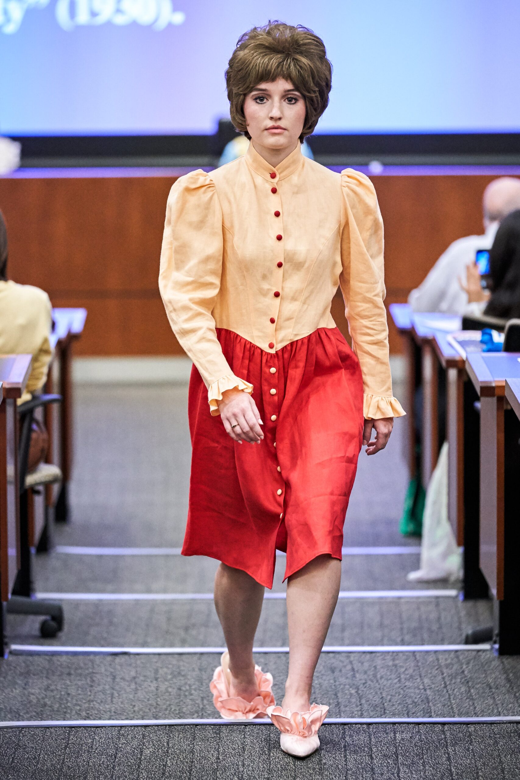 orange and red buttoned dress