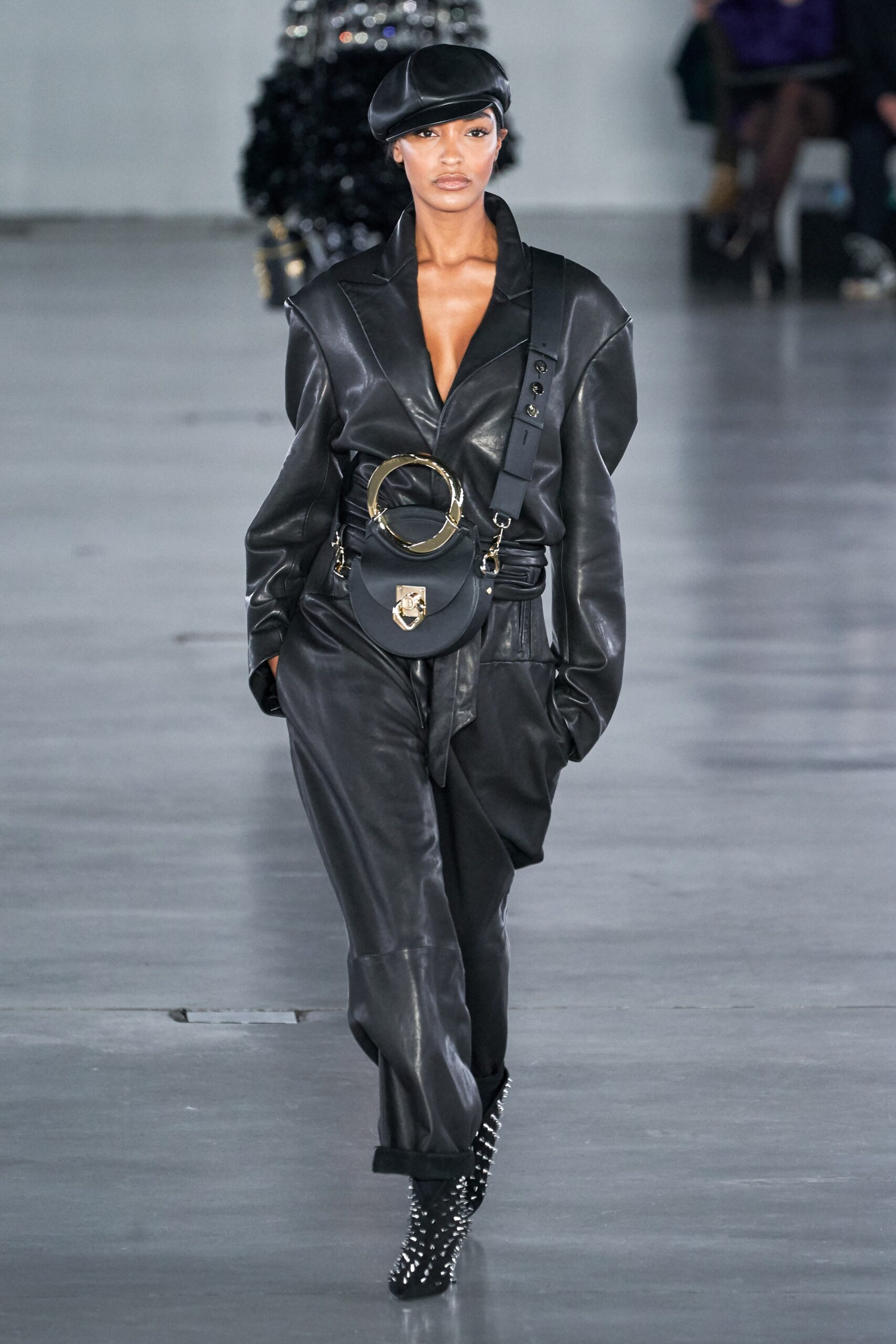 black leather jacket and pants