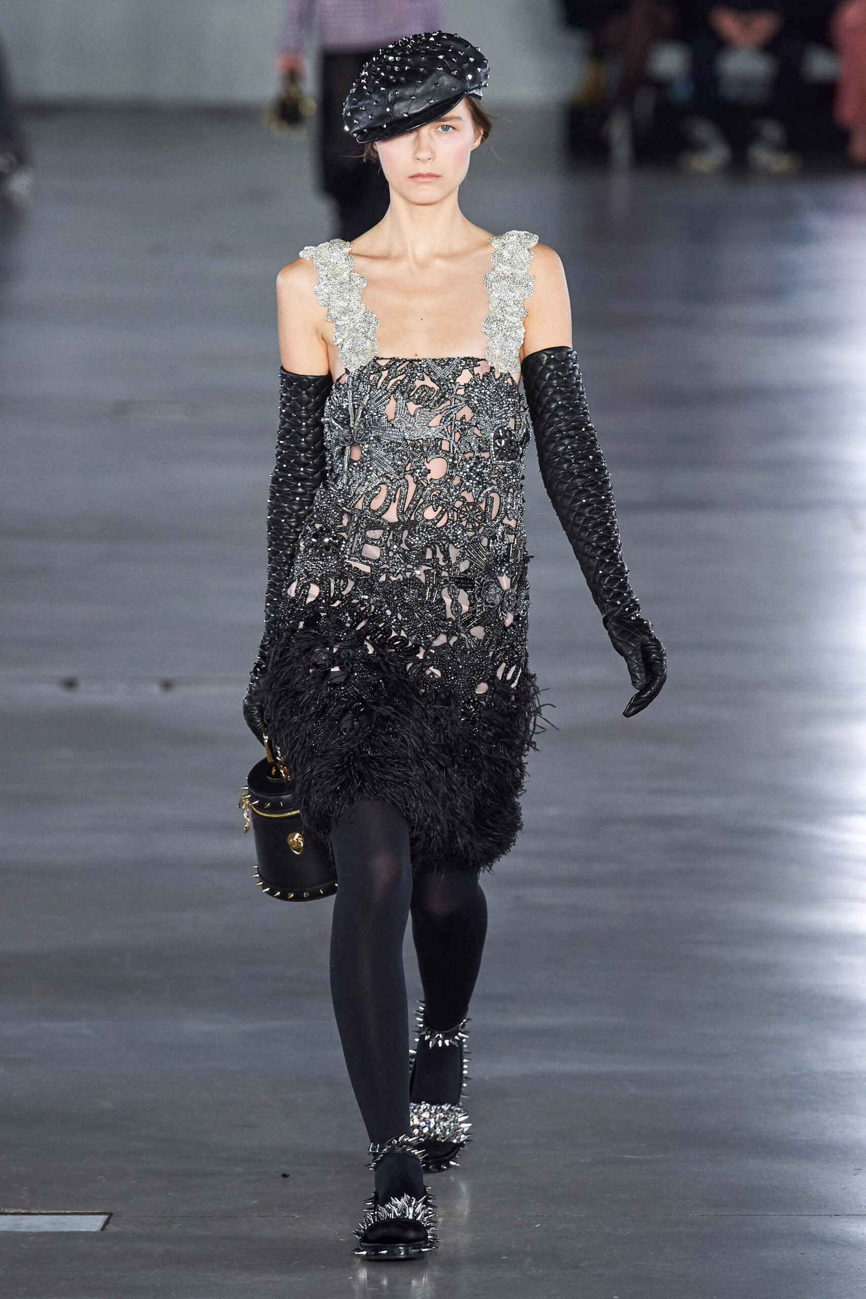 fitted black and gray mini dress