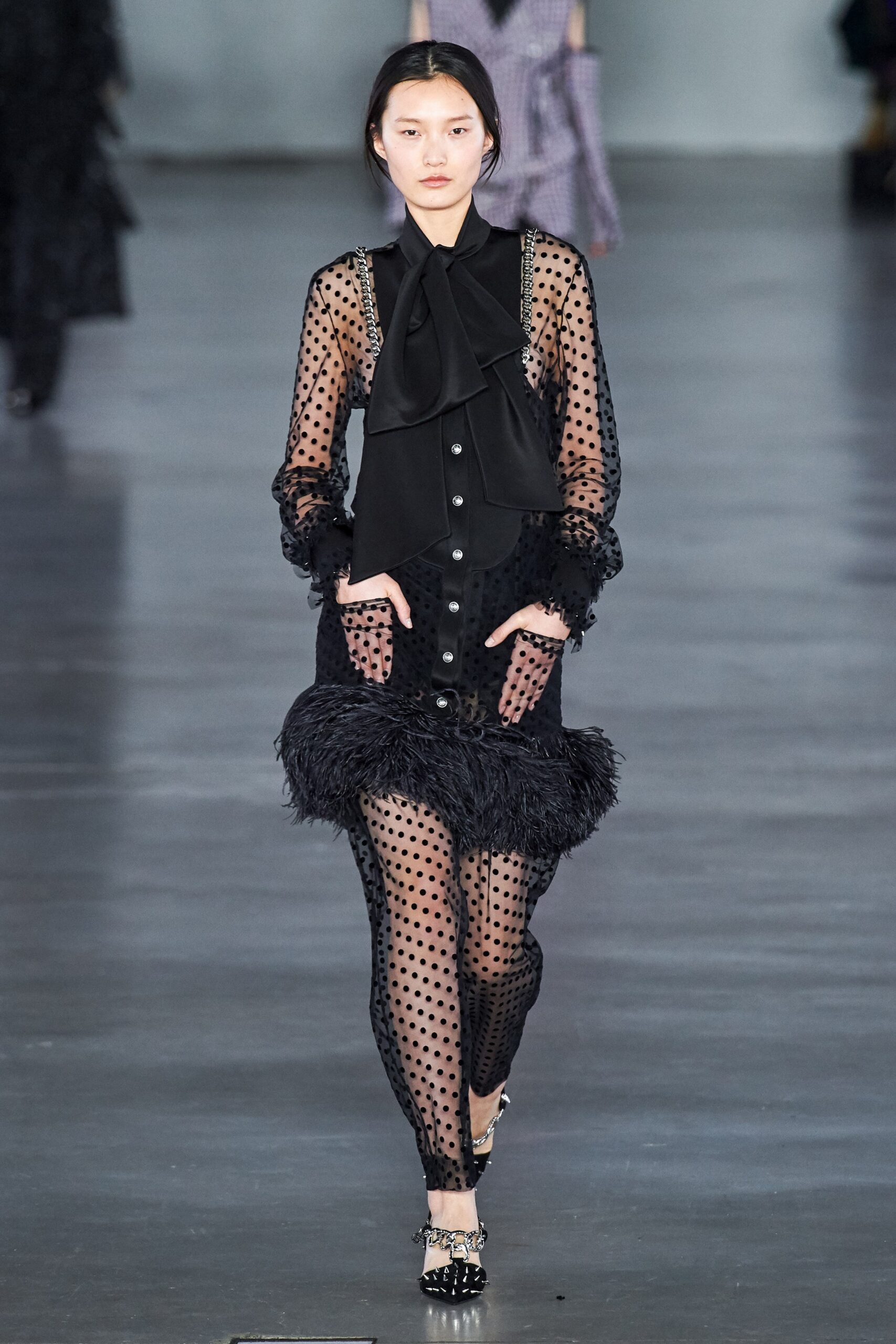 black sheer polka-dot dress