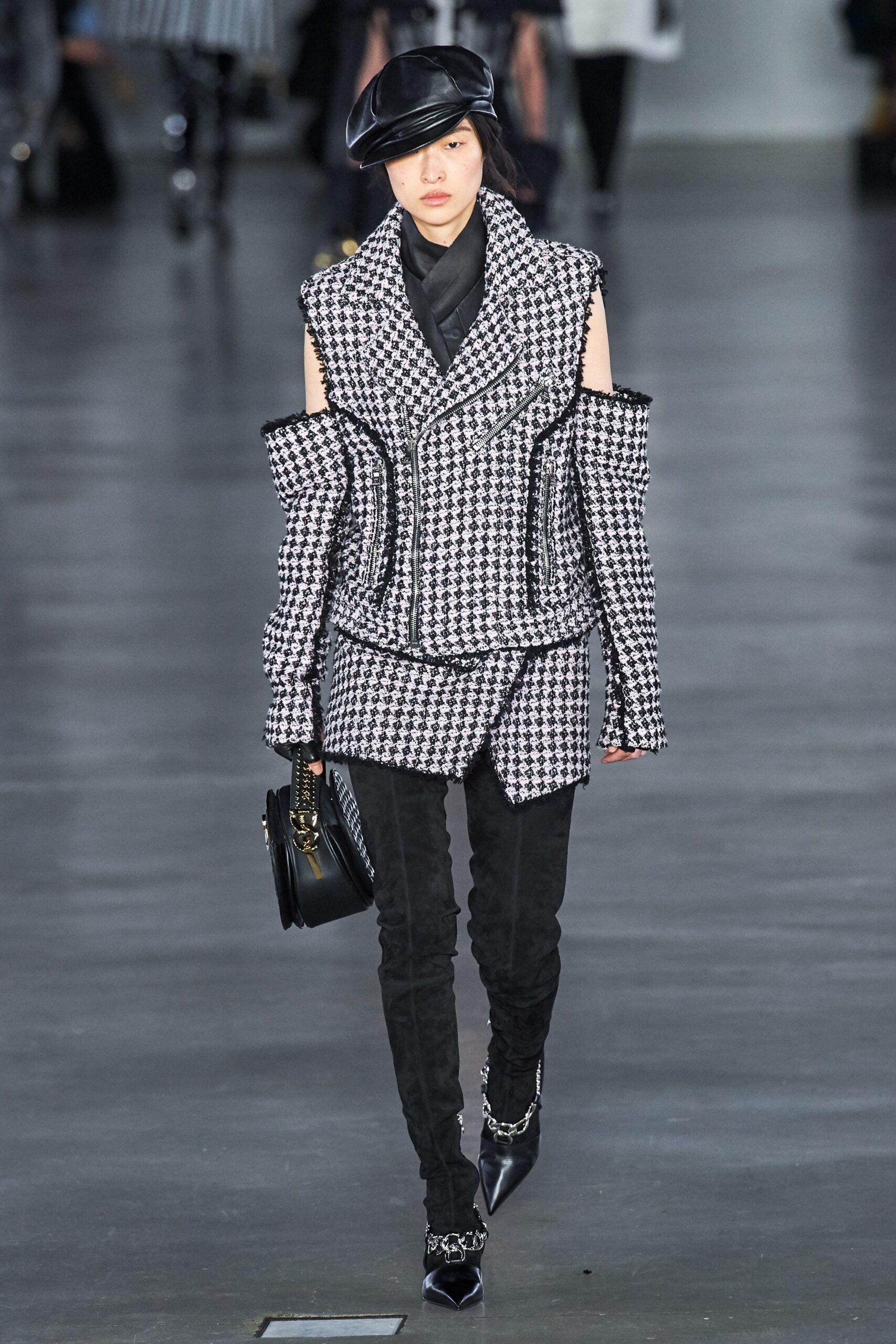 black and white checked jacket