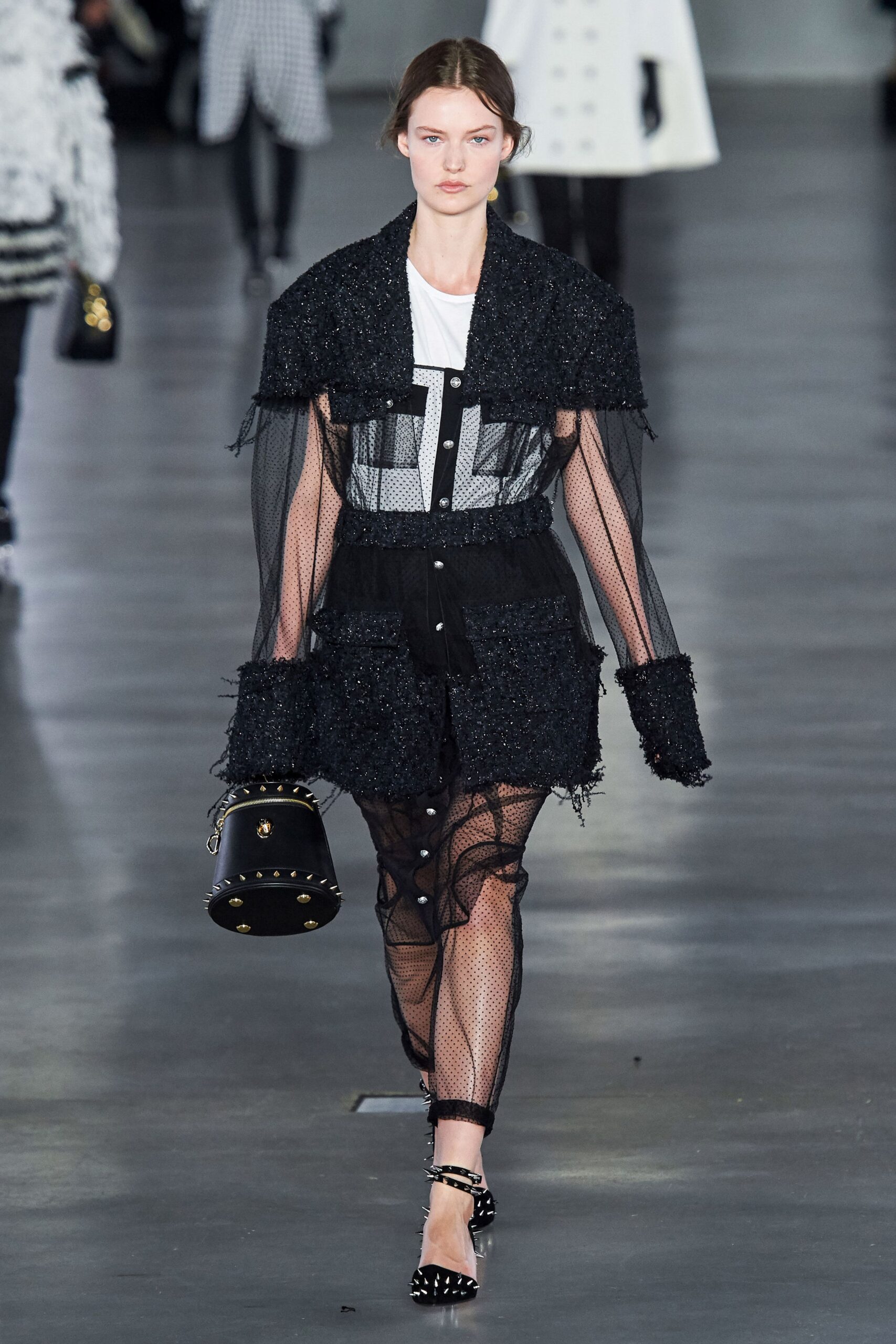 black mesh jacket with t-shirt