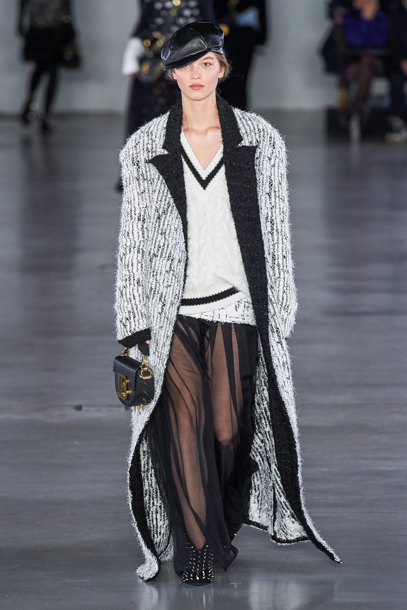 black and white layered coat