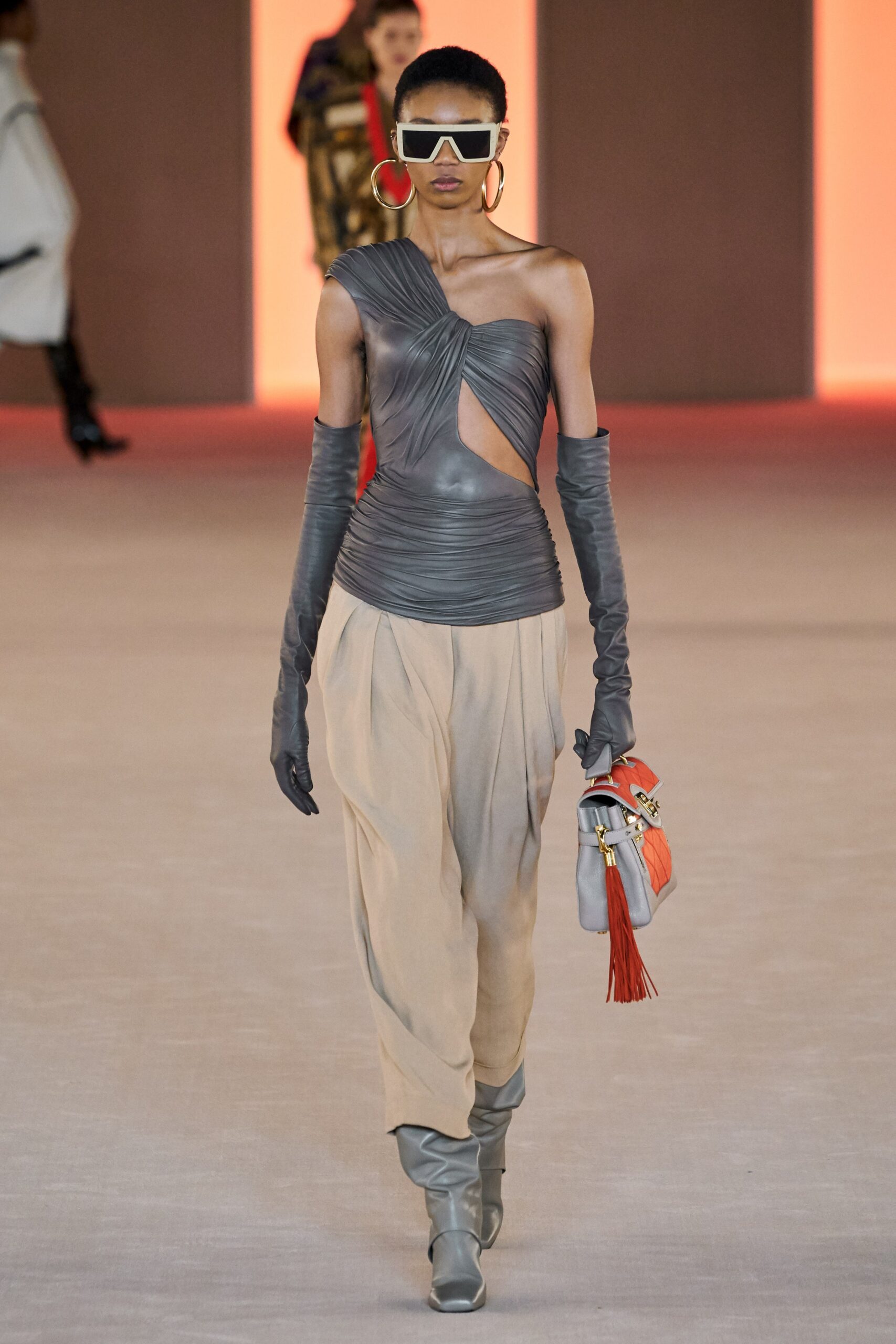 gray fitted top with cutout