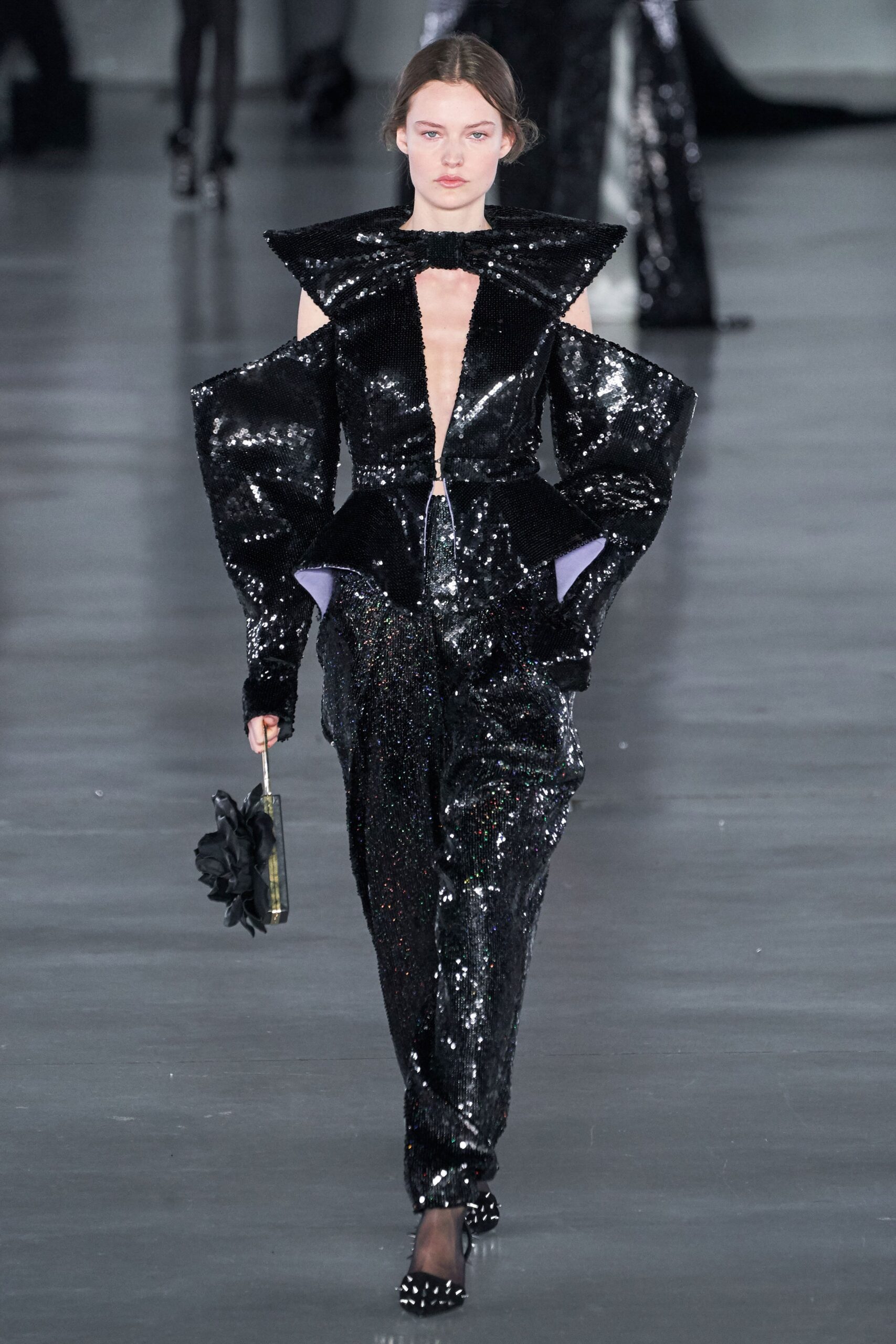 black sequin fitted jumpsuit