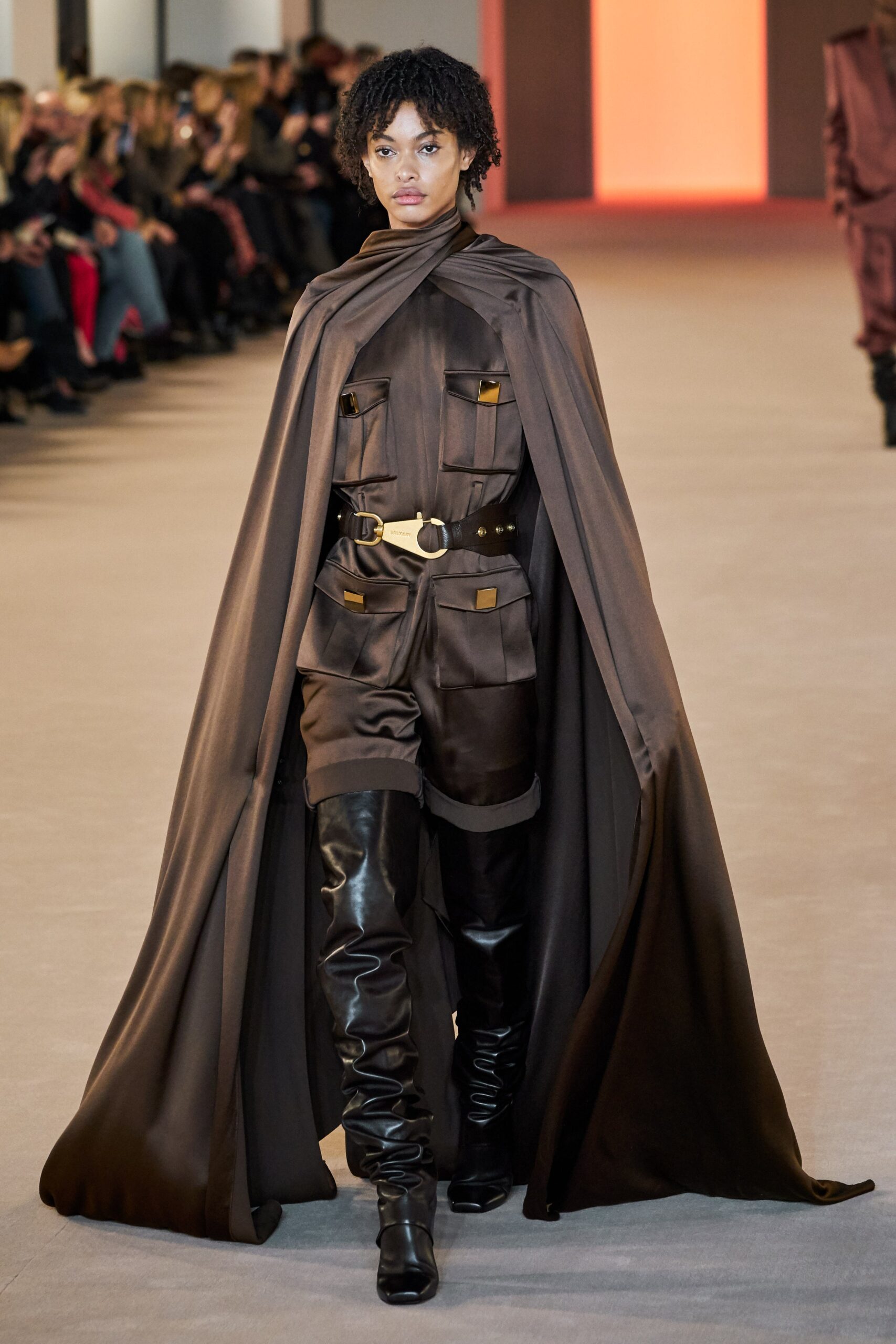 brown silk cape and dress