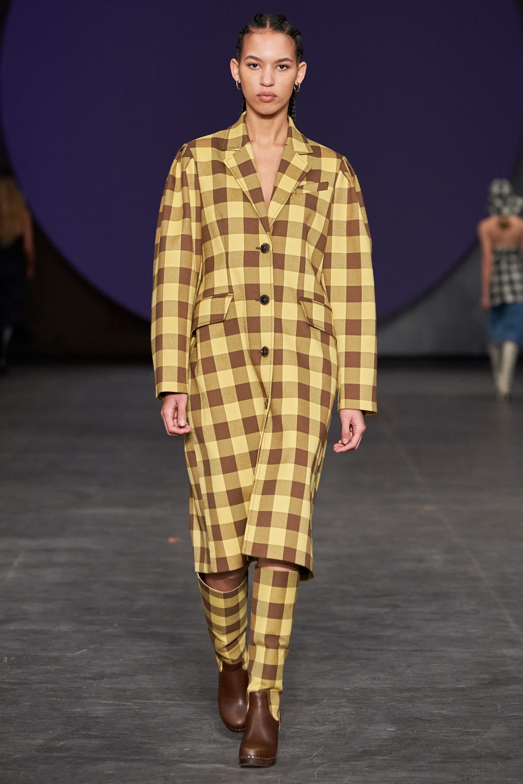 checked wool coat and pants