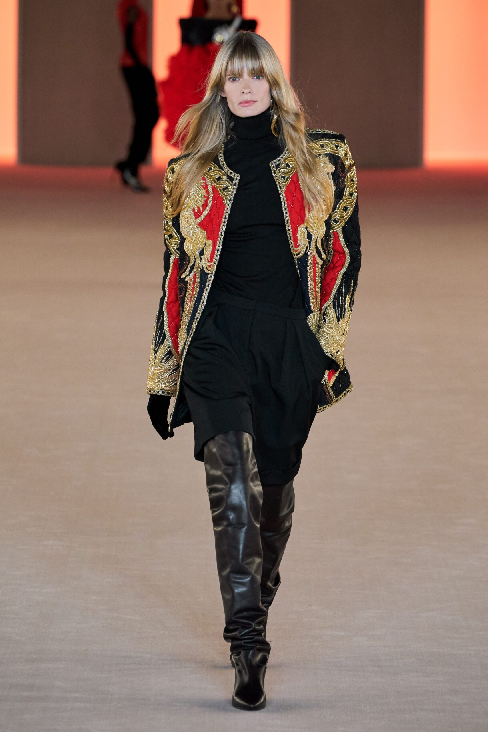 fitted embroidered jacket with turtleneck