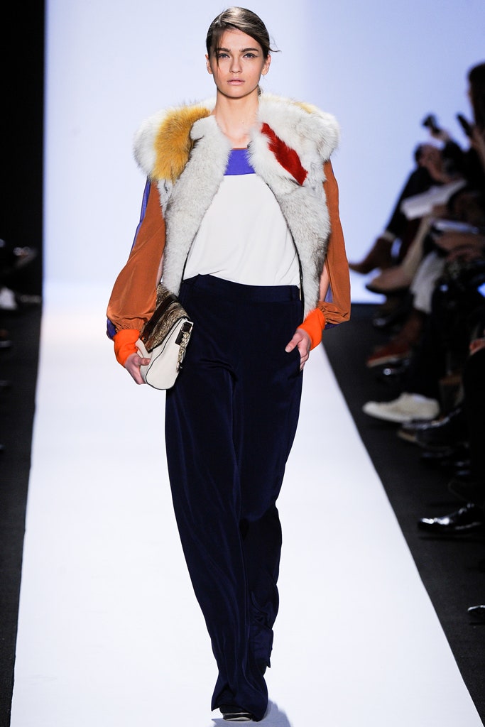 relaxed fur jacket with silk top