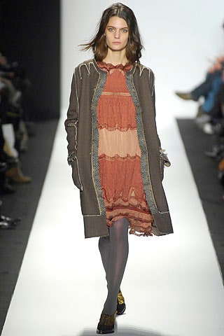 brown wool coat with red dress