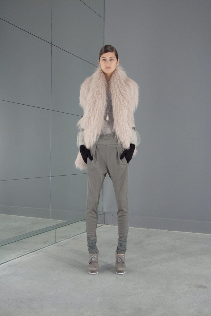 beige fur relaxed coat