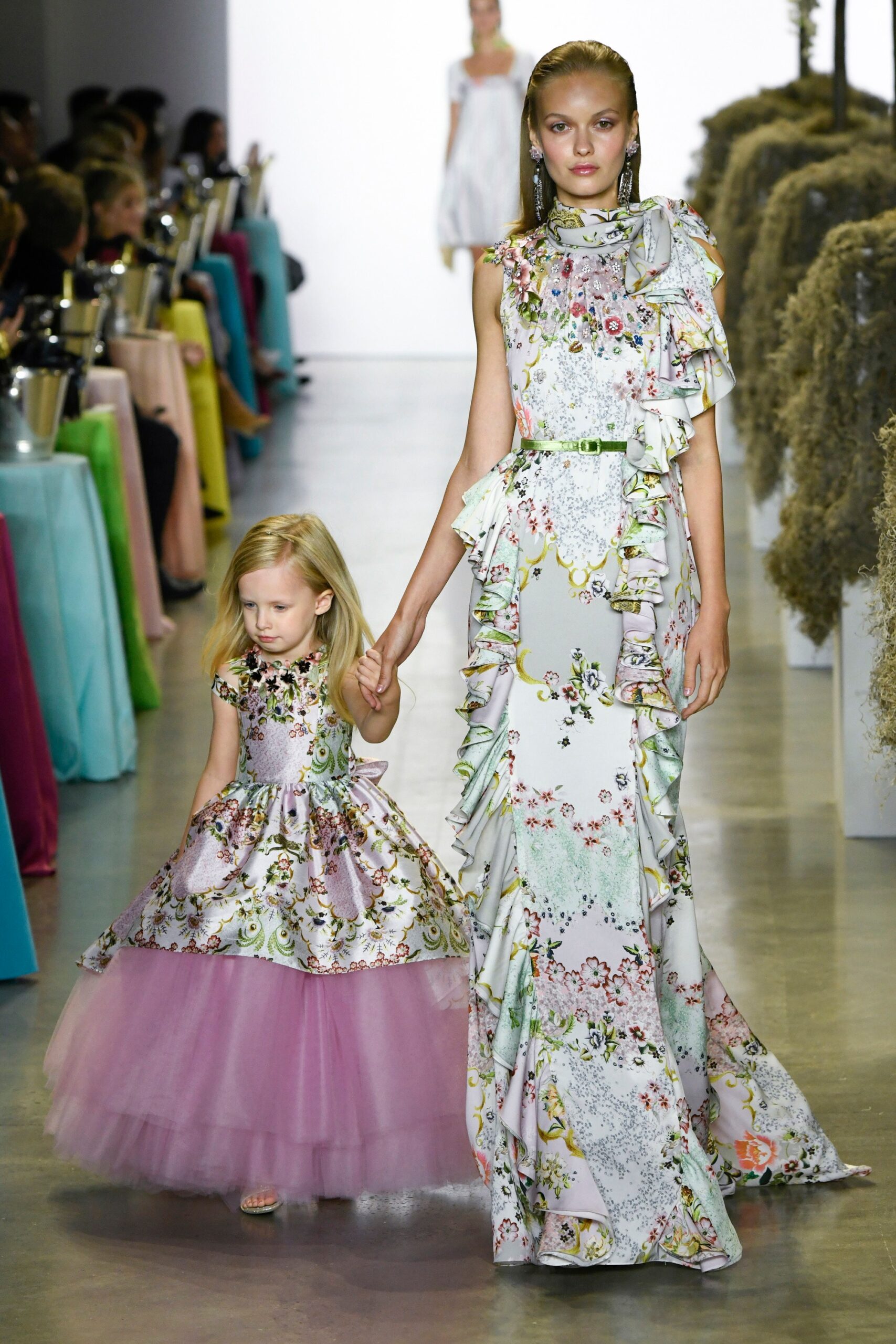 multi-colored silk gown and dress