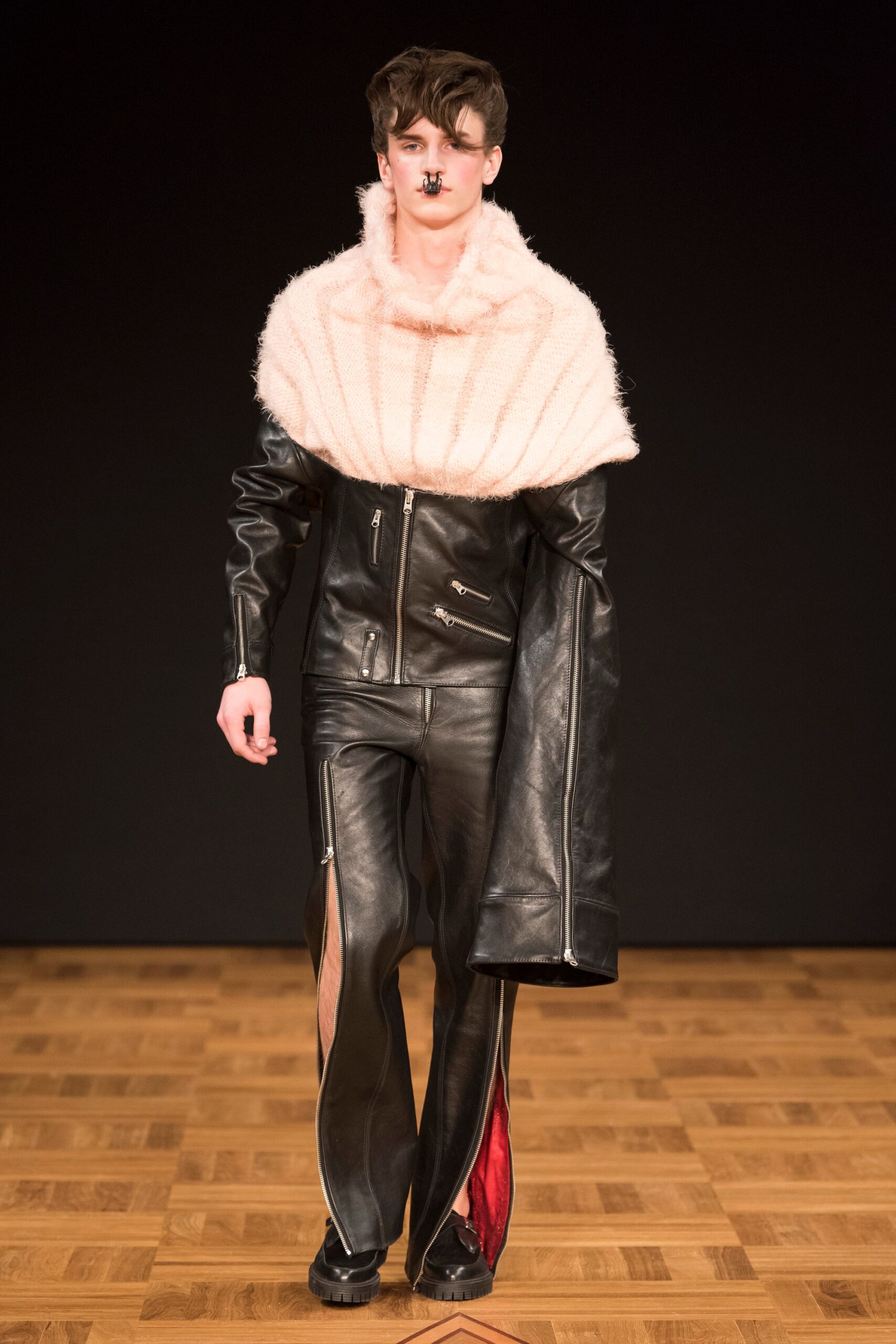 black leather zippered jacket