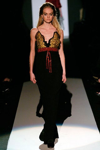 black silk sleeveless gown