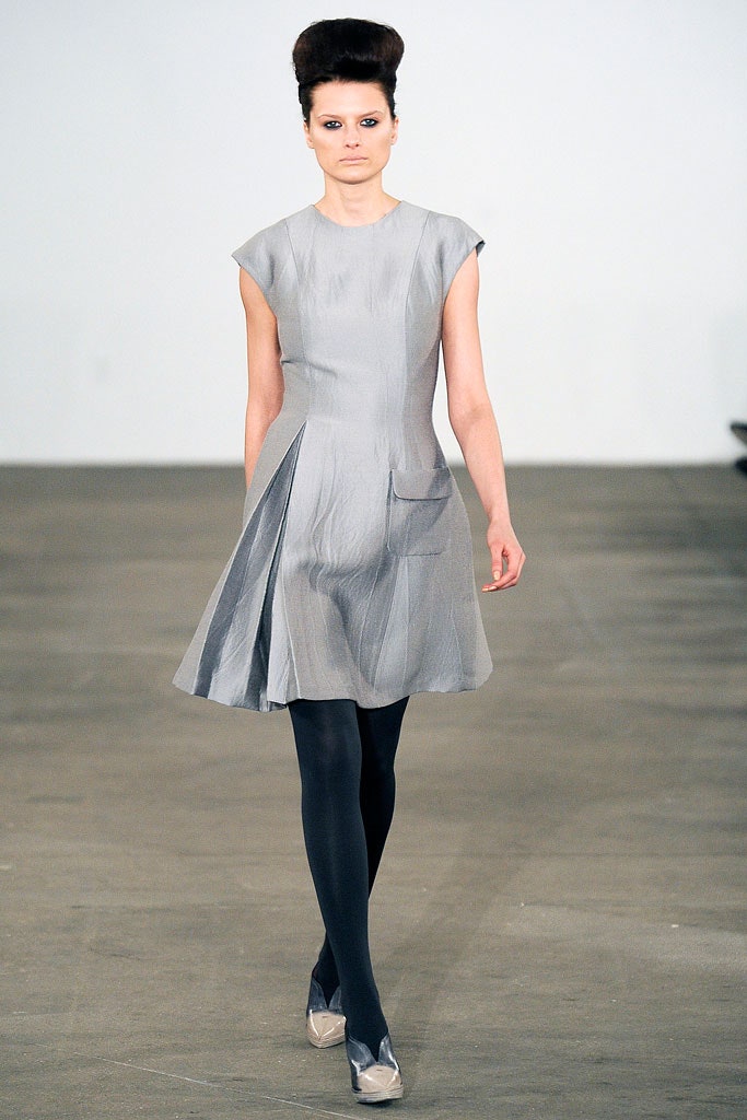 gray unknown sleeveless high-neck structured pleated a-line mini-dress