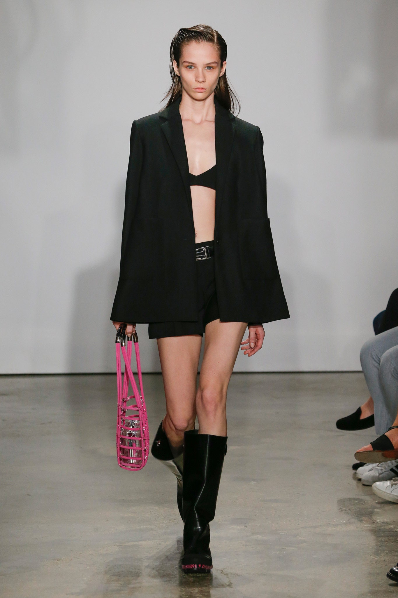 oversized black blazer with bikini