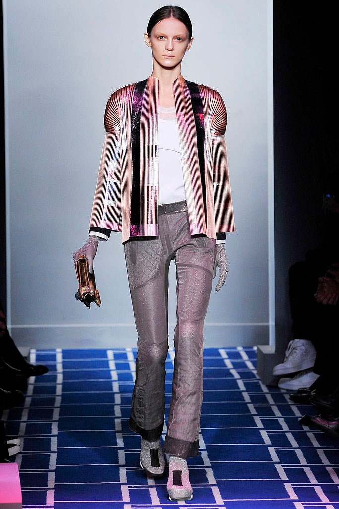 gray metallic long-sleeve collared structured zippered shiny jacket