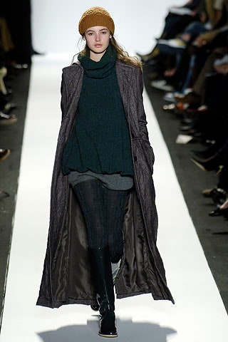 gray wool coat with green sweater