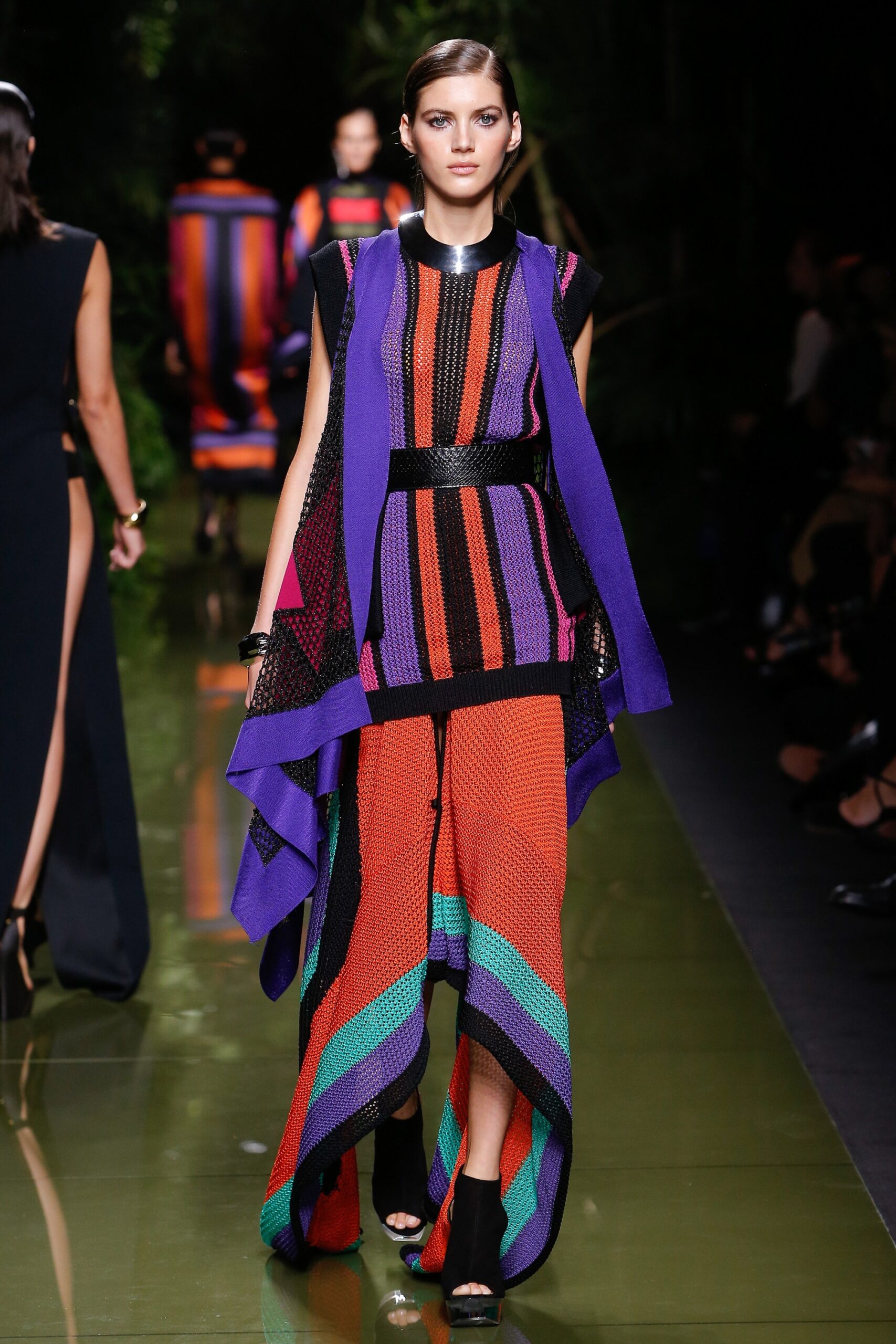 colorful knit top and skirt