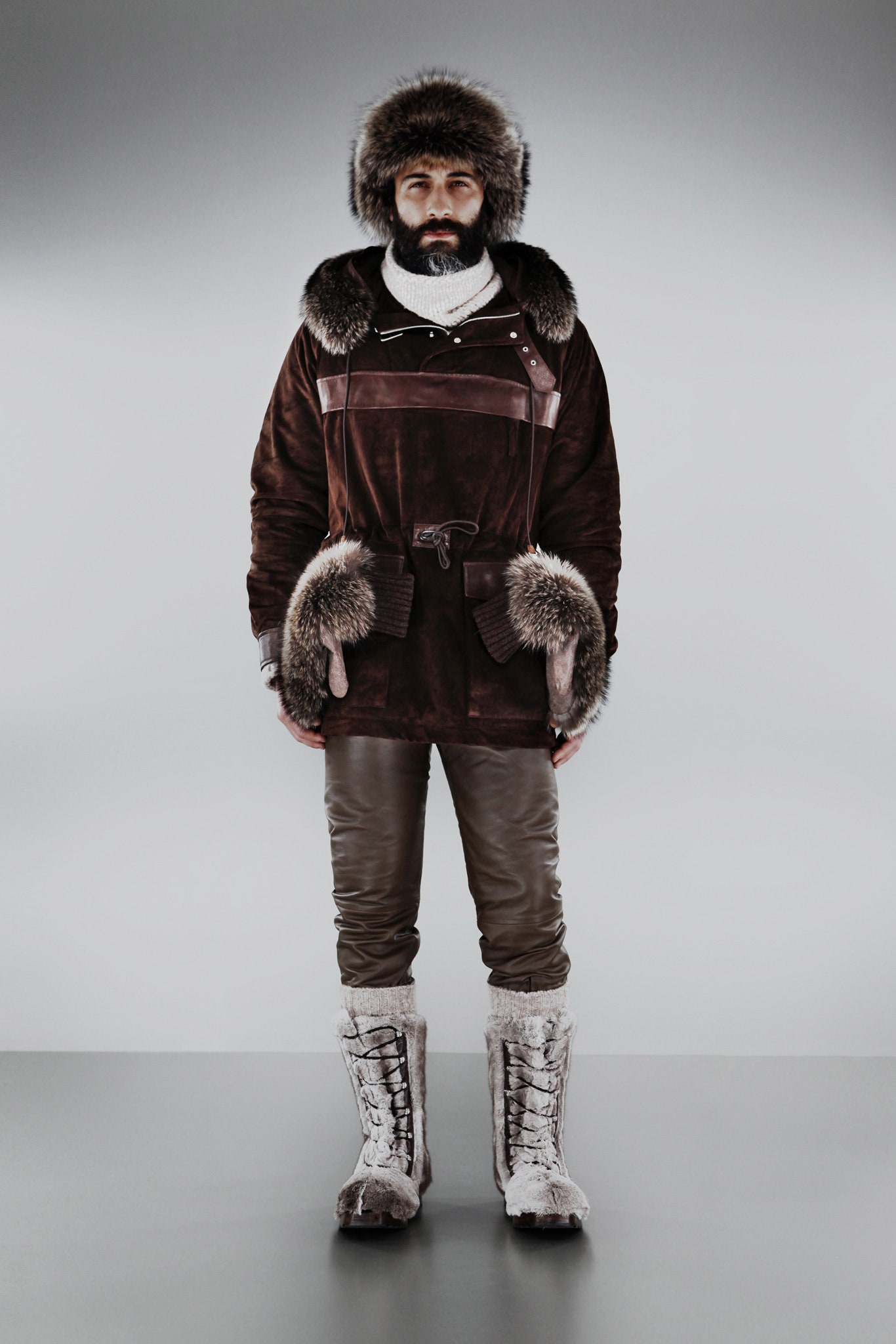 white fur fitted textured boots