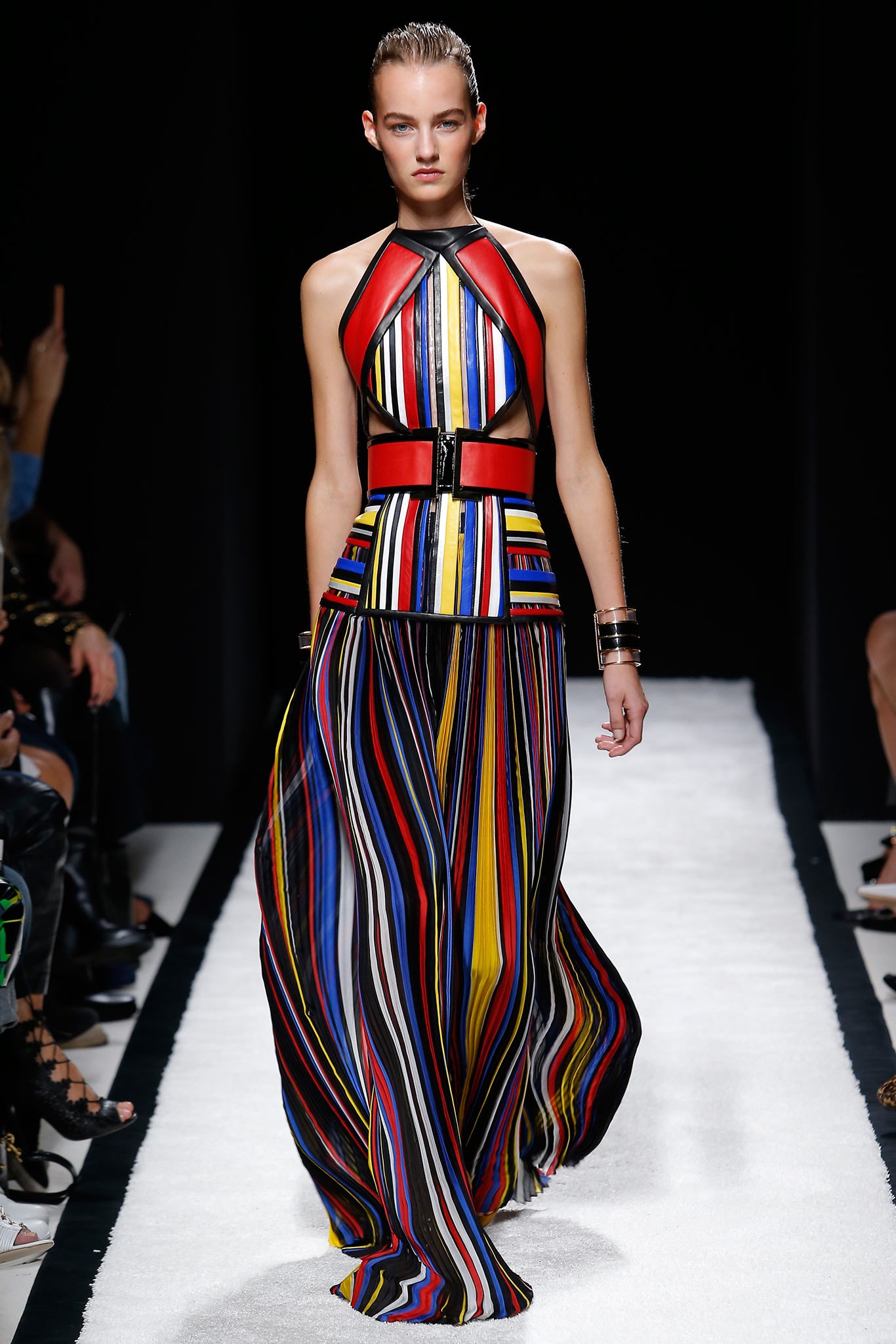 striped halterneck maxi dress