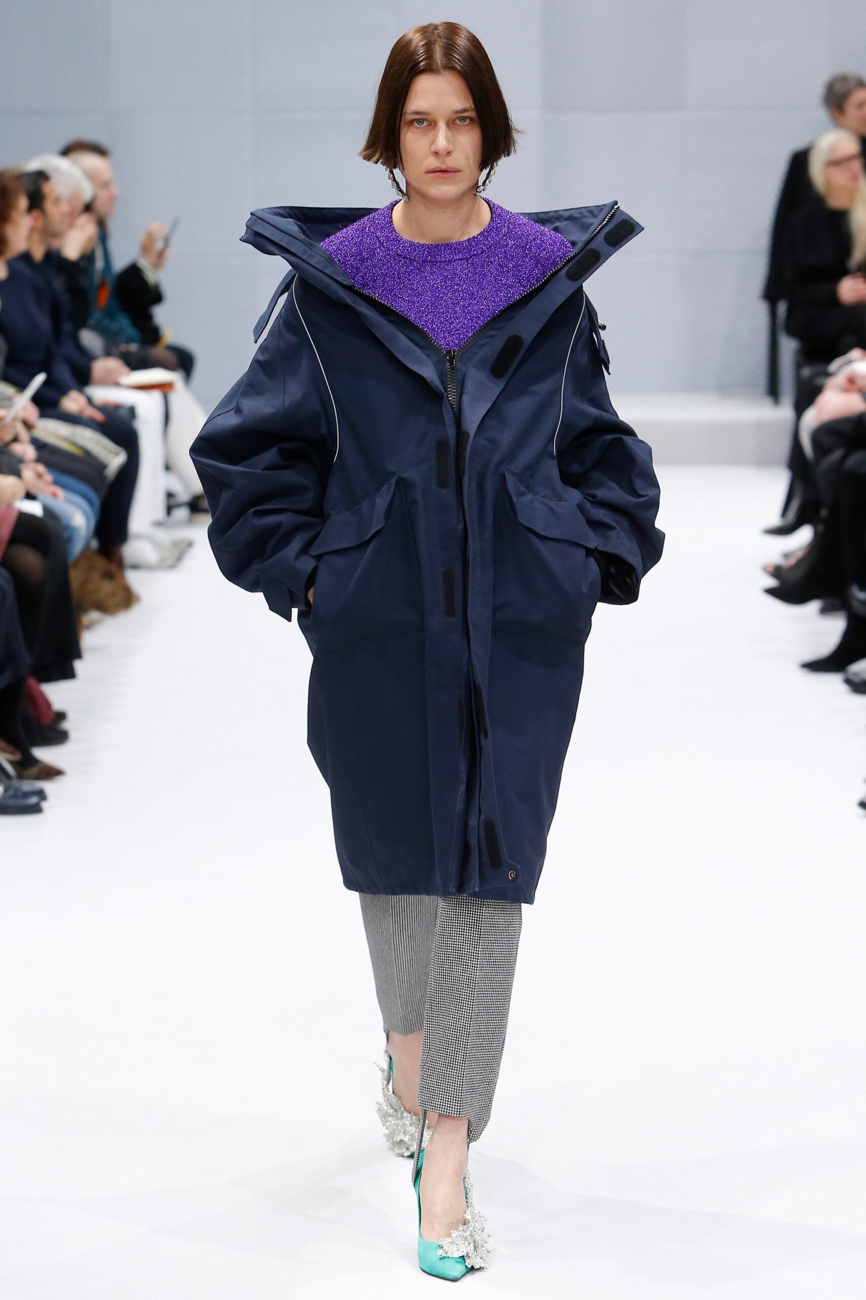 oversized blue coat with purple top