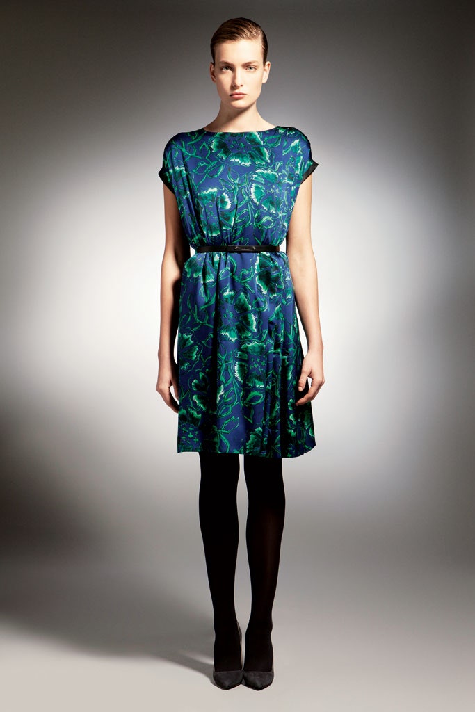 blue green silk flared dress