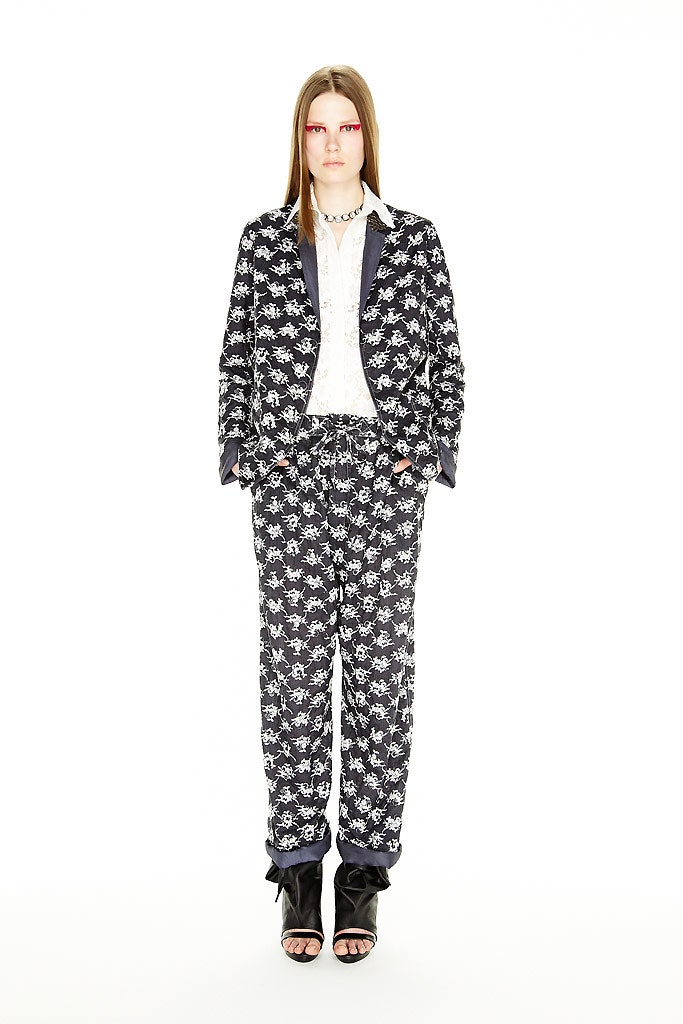 black and white printed suit