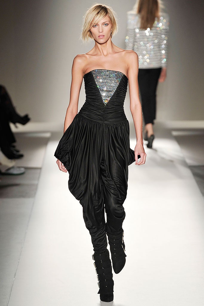 black silk strapless jumpsuit