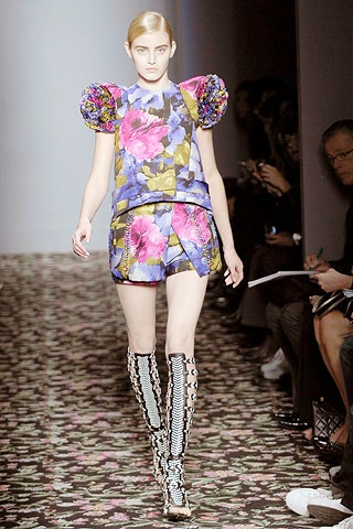 floral silk top and mini skirt