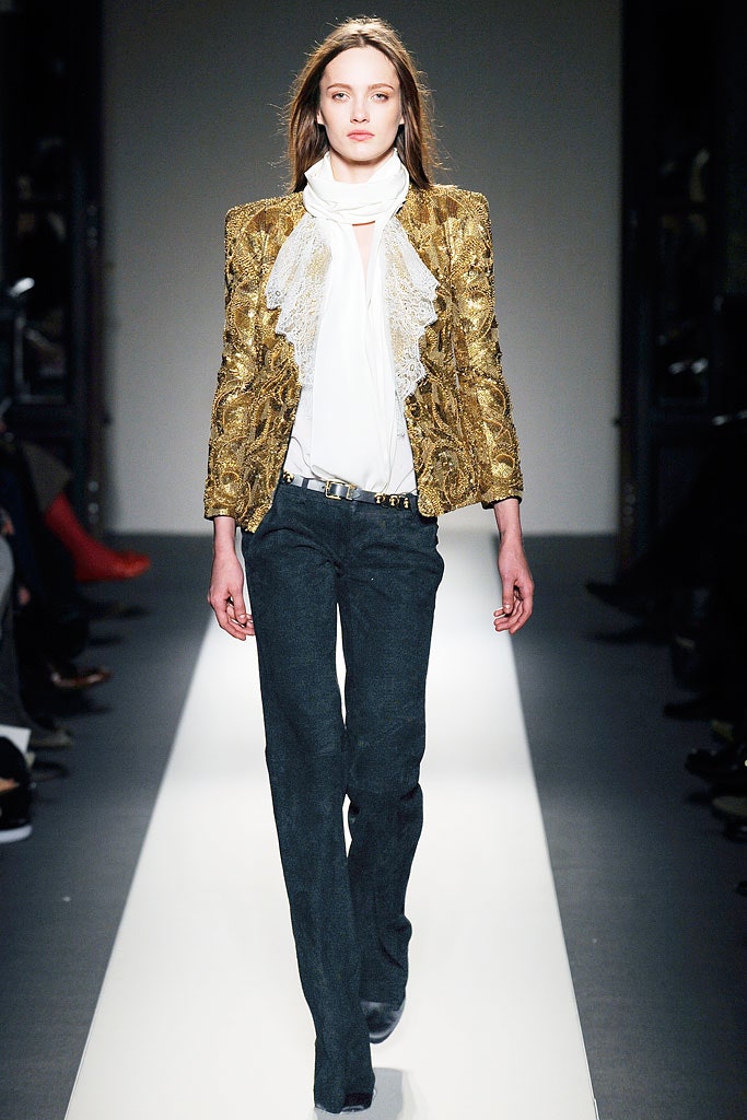 gold silk long-sleeve collared tailored embroidered blazer