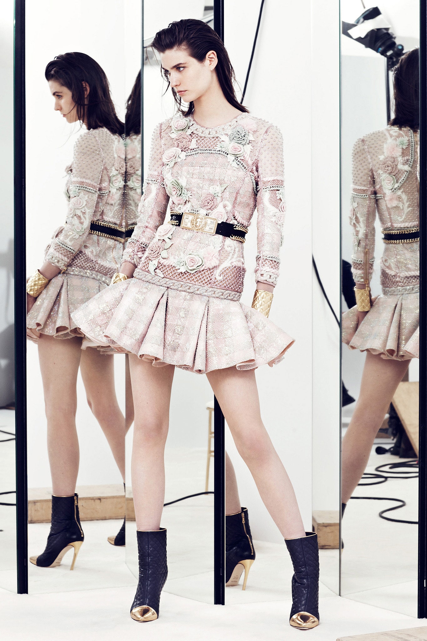 pink lace mini dress with belt