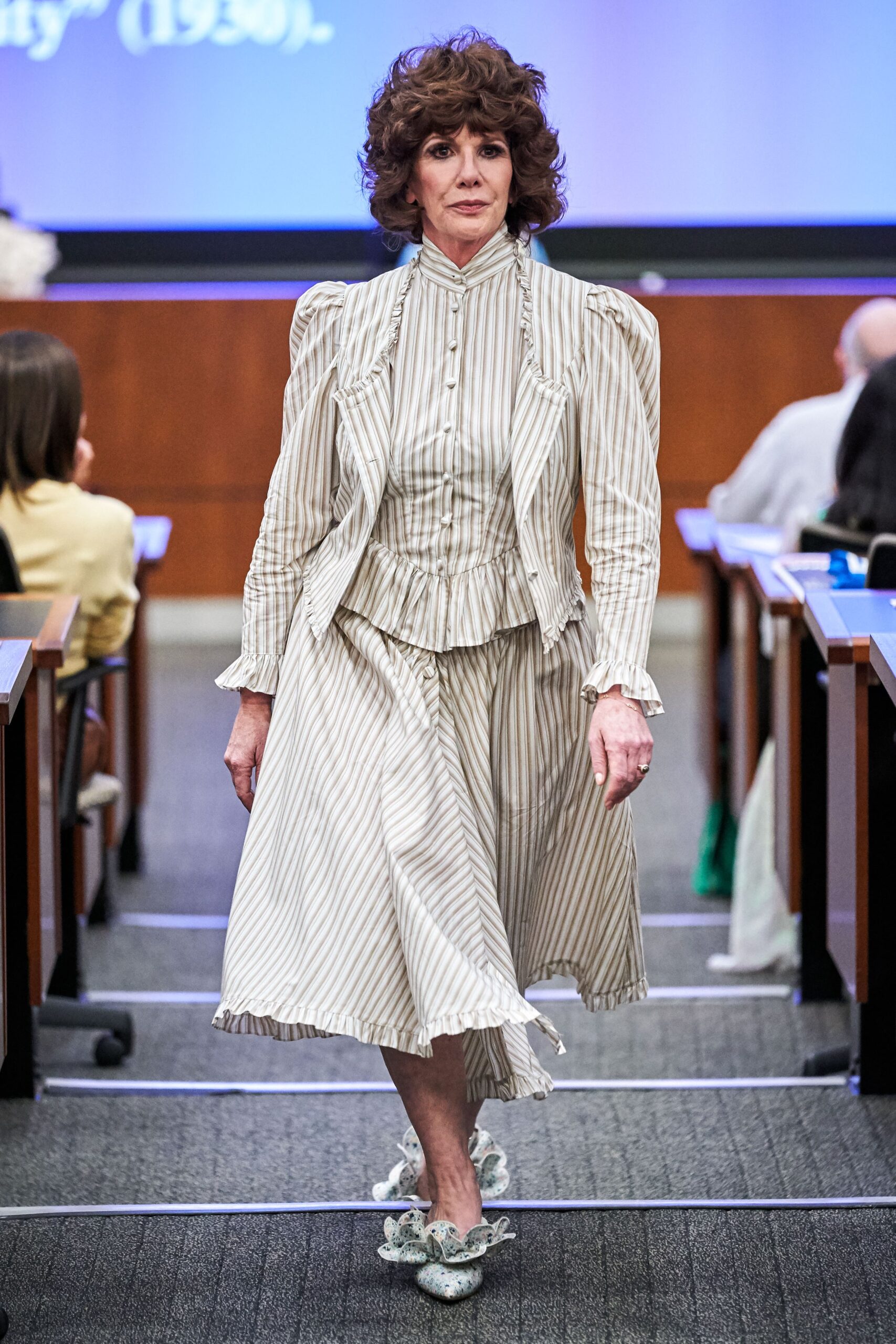 fitted striped jacket and dress