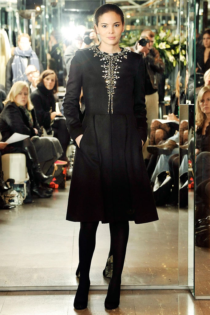 black wool long-sleeve dress