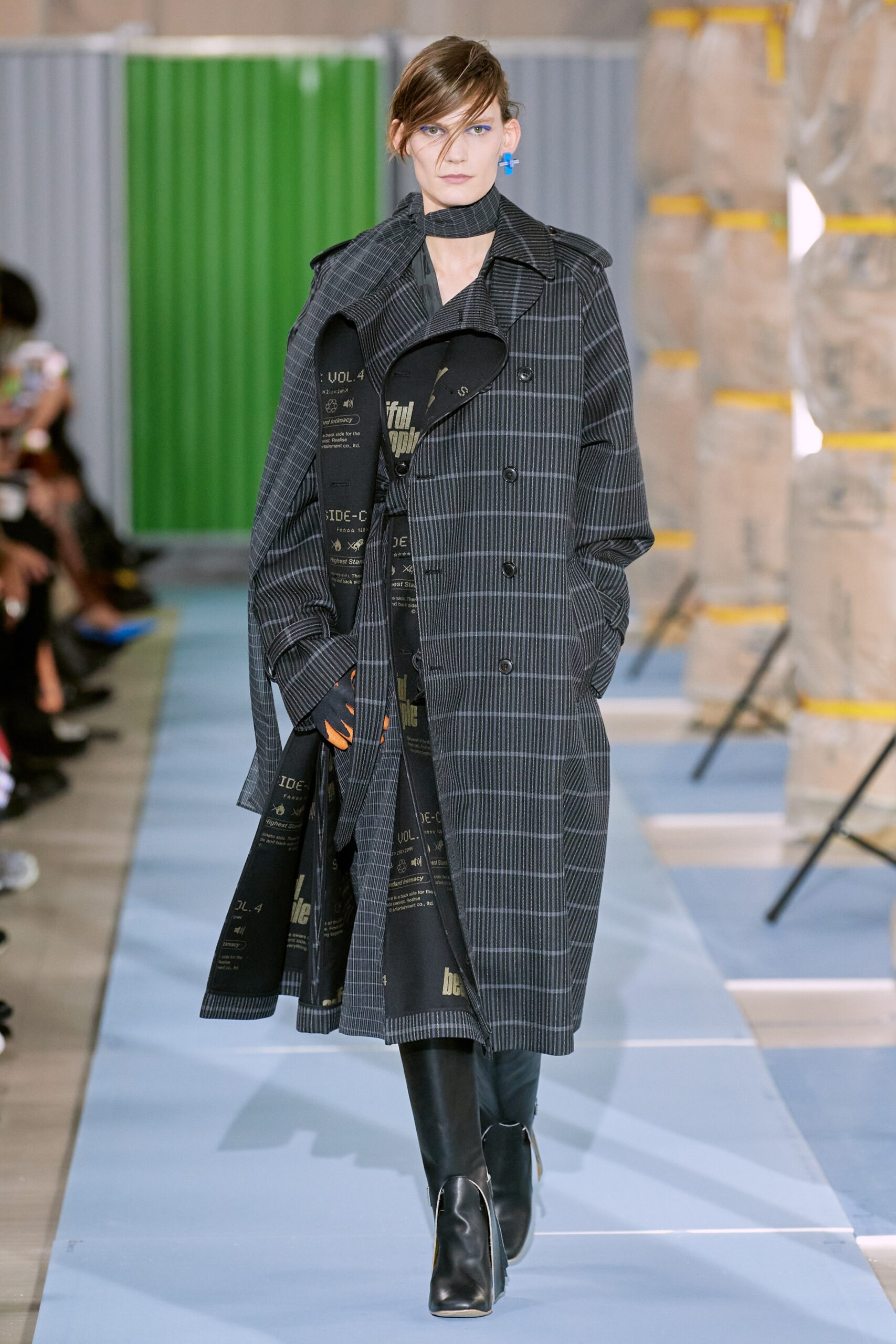 oversized checked double-breasted coat