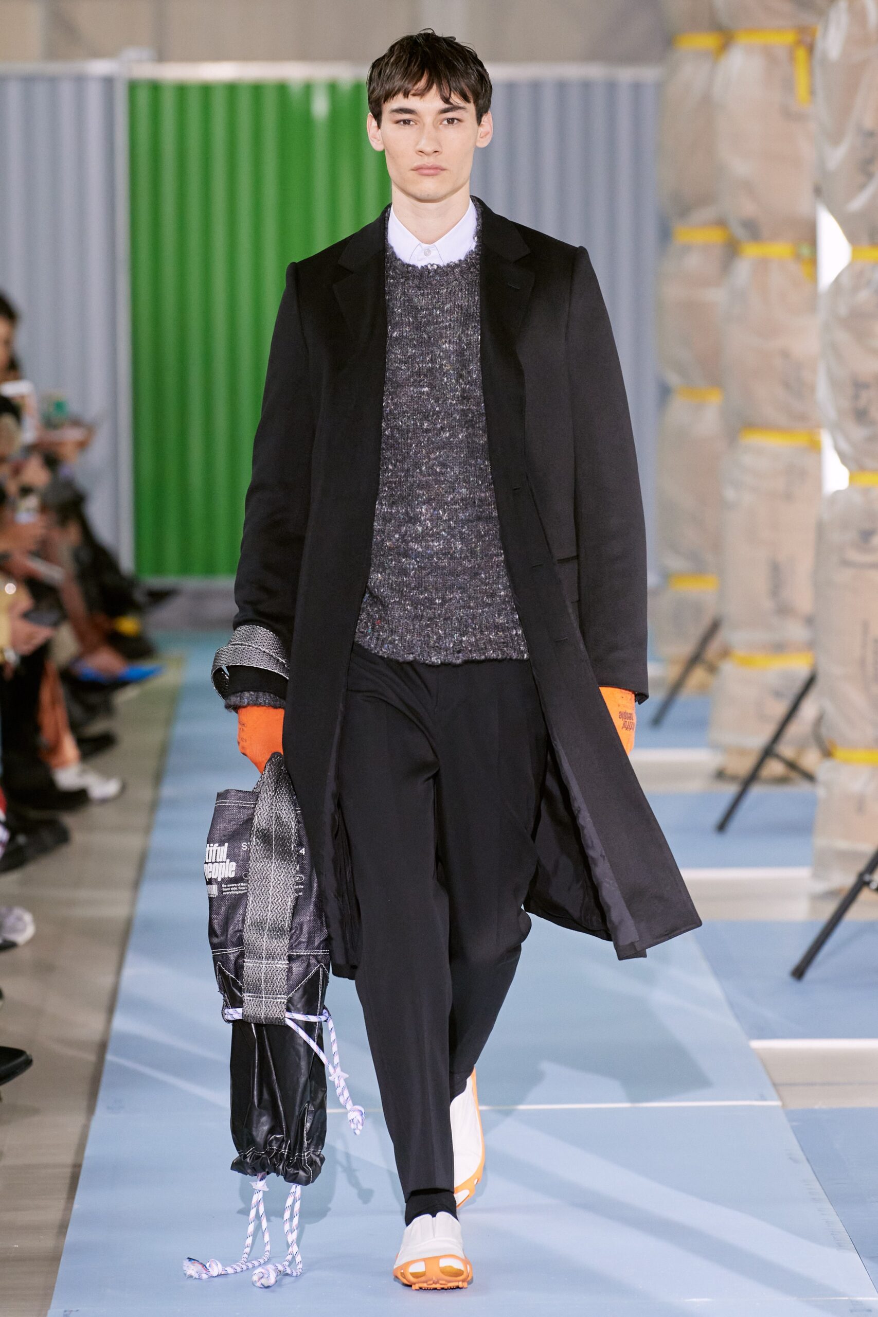 black tailored open-front coat