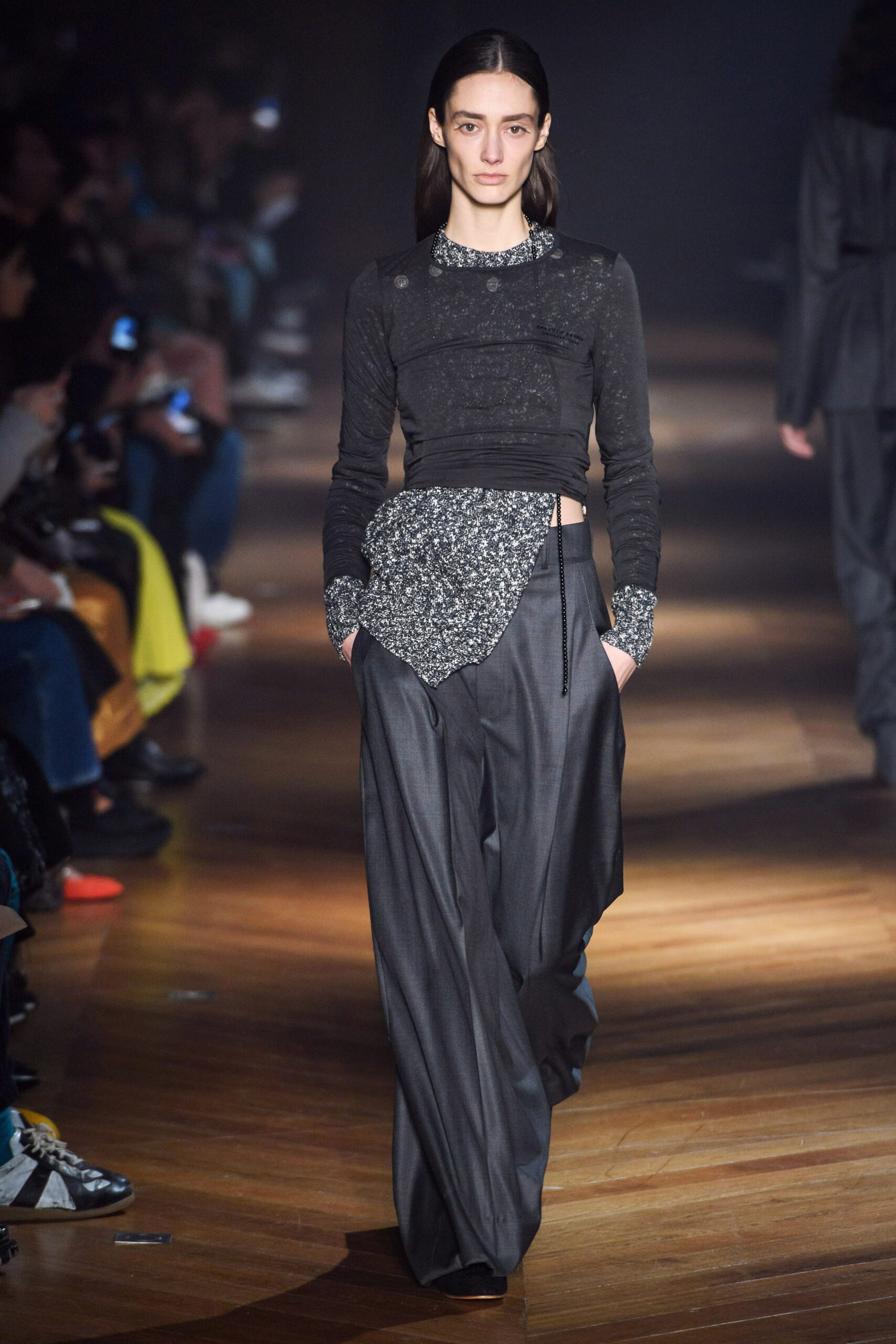 black sheer ruched cropped top