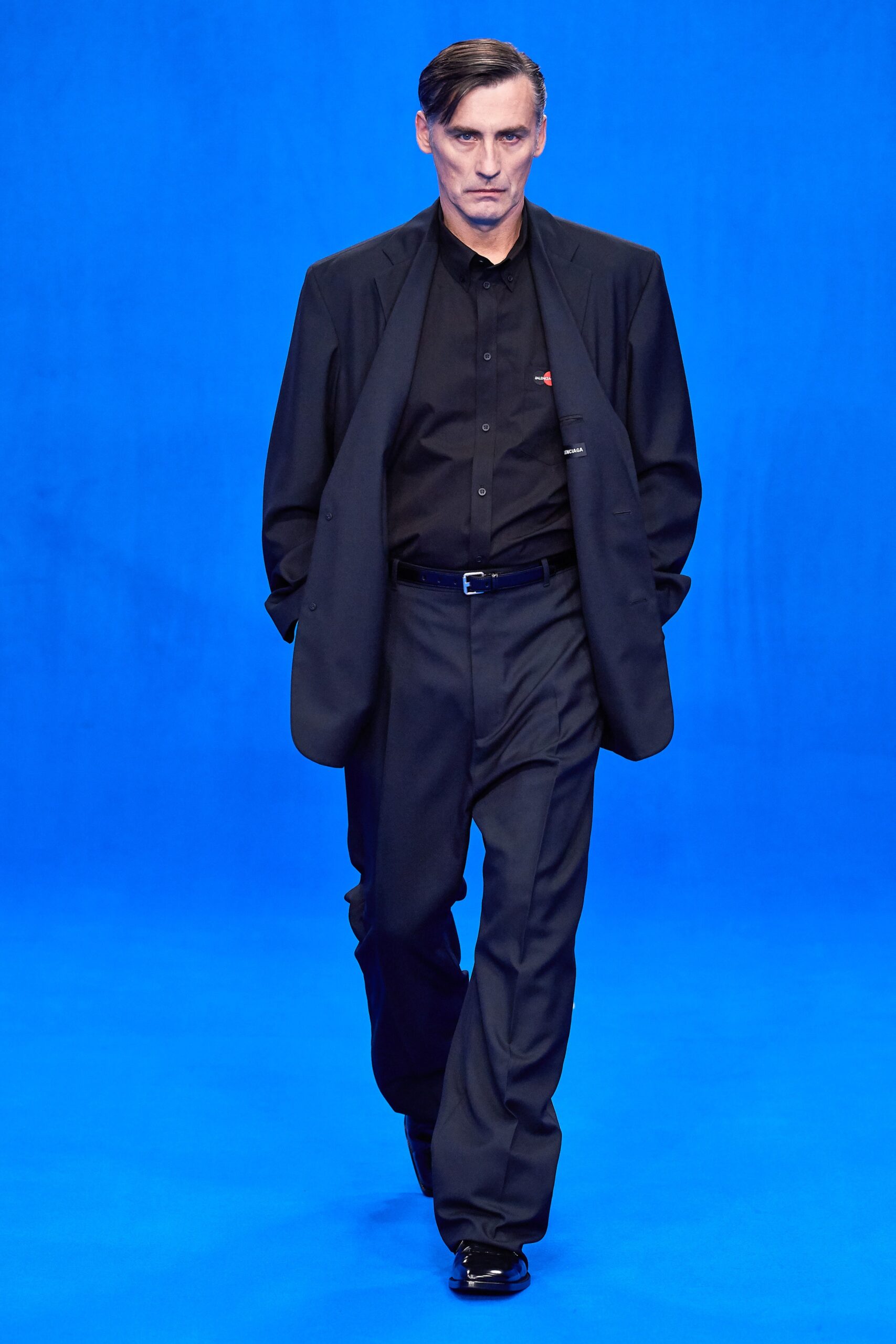 black tailored suit with shirt