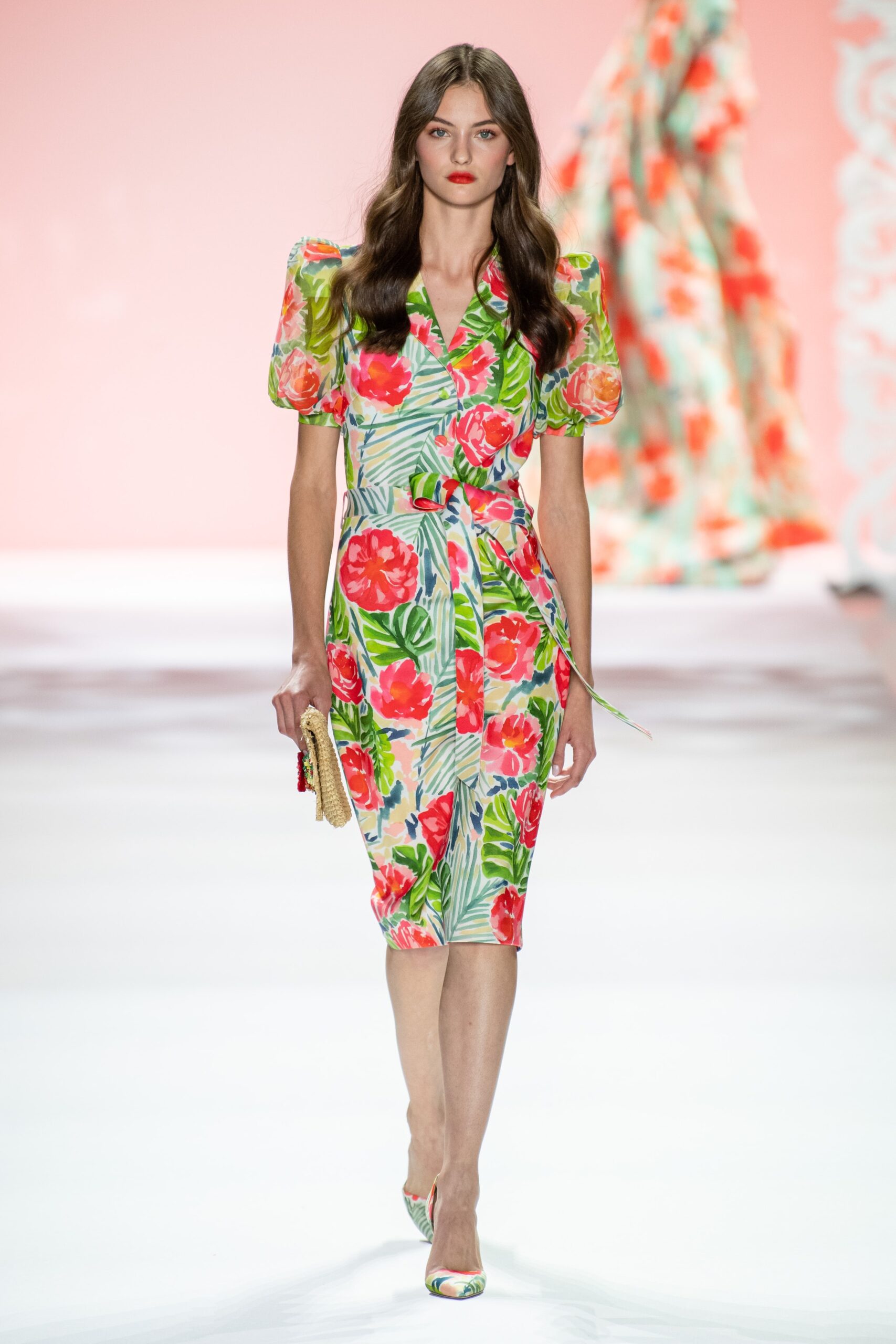 floral belted midi dress