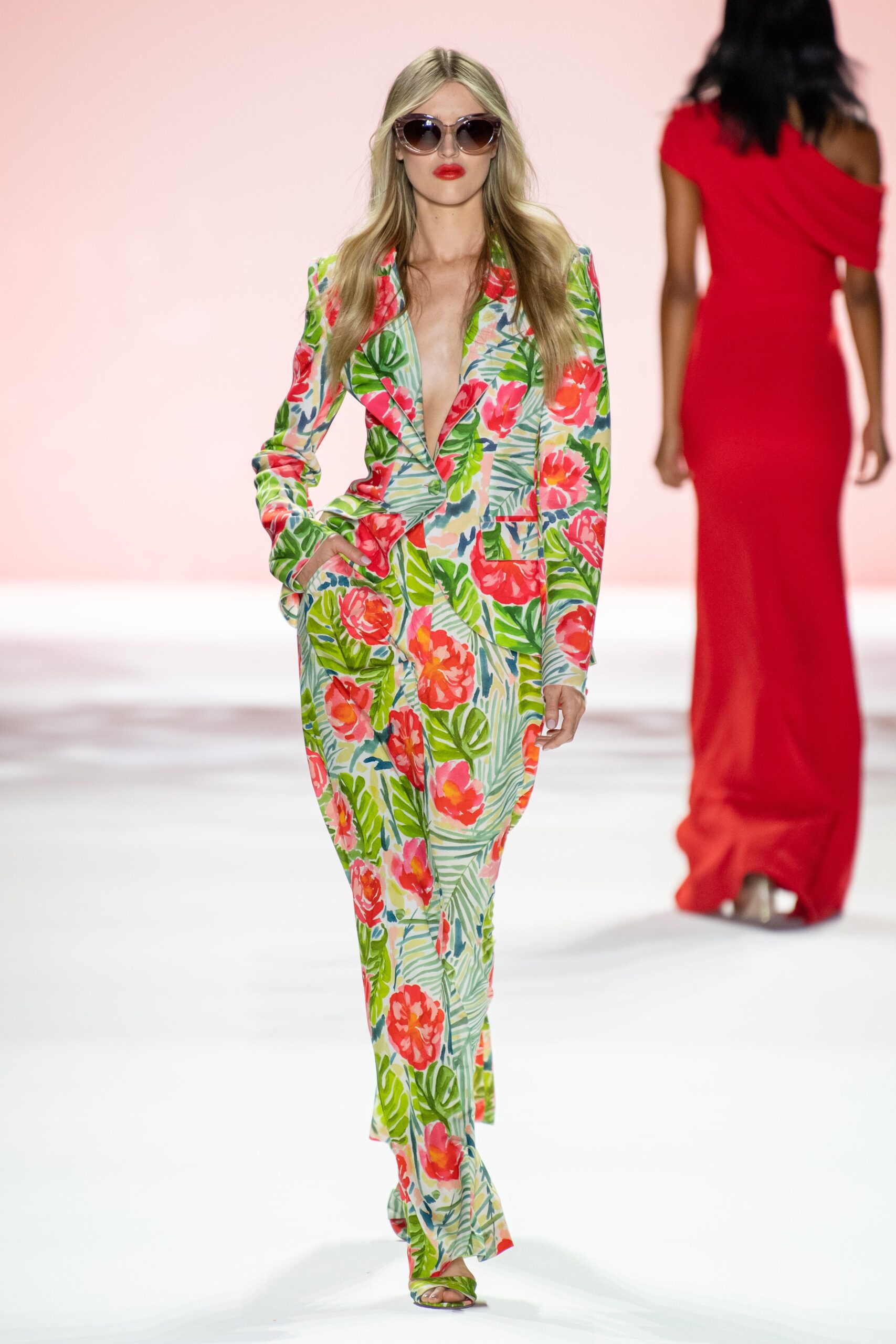 multi-colored floral suit