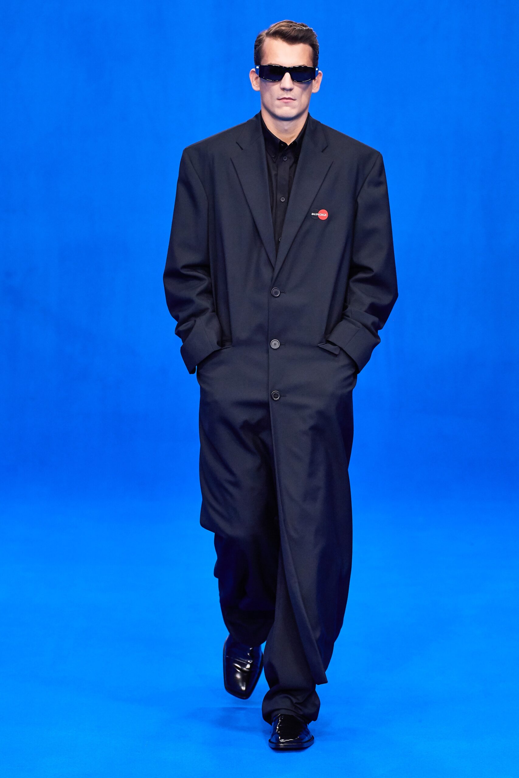 oversized black wool suit